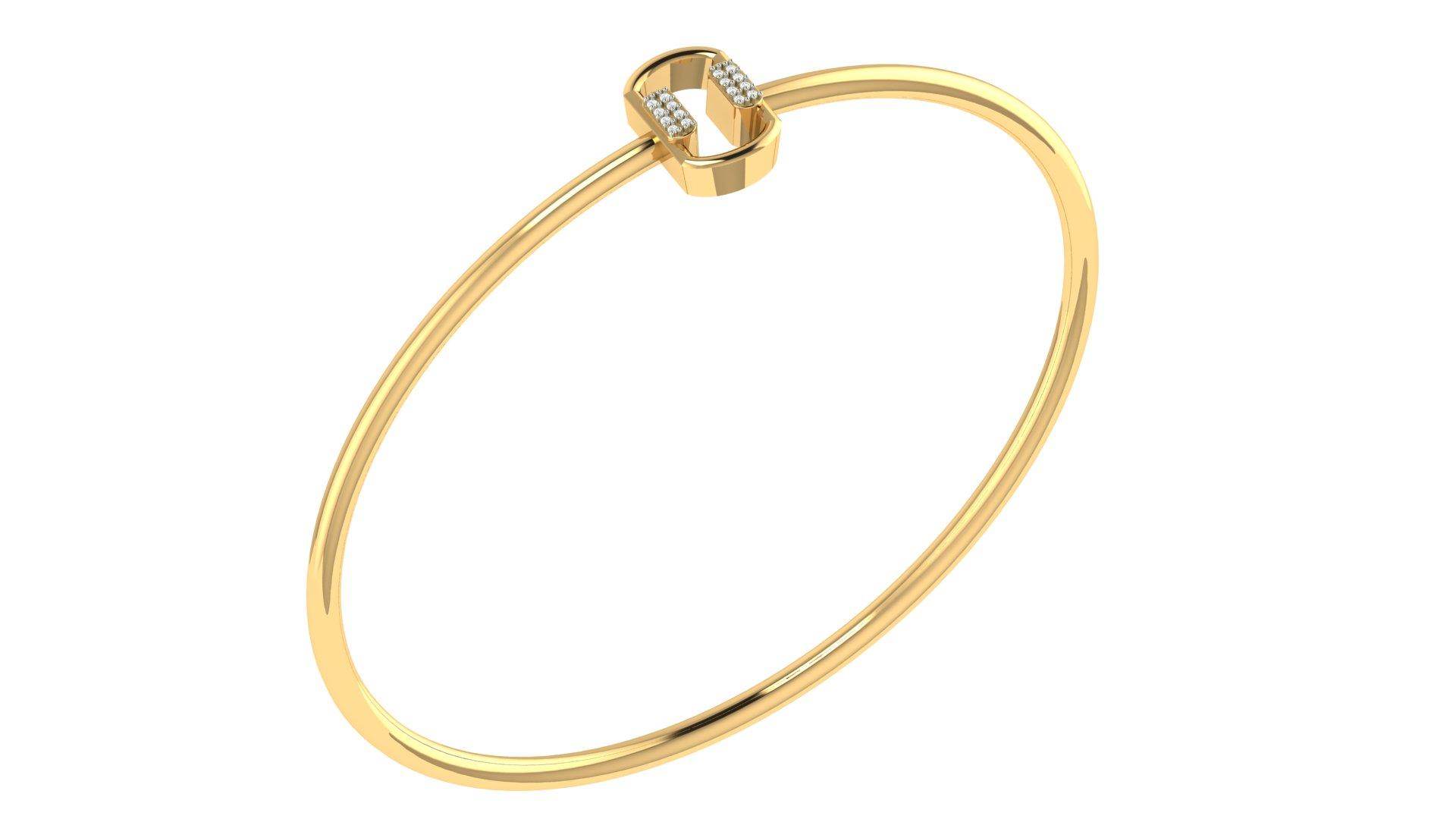 Luxe Diamond Bangle , Yellow Gold , 1.2 Inch , 18 K