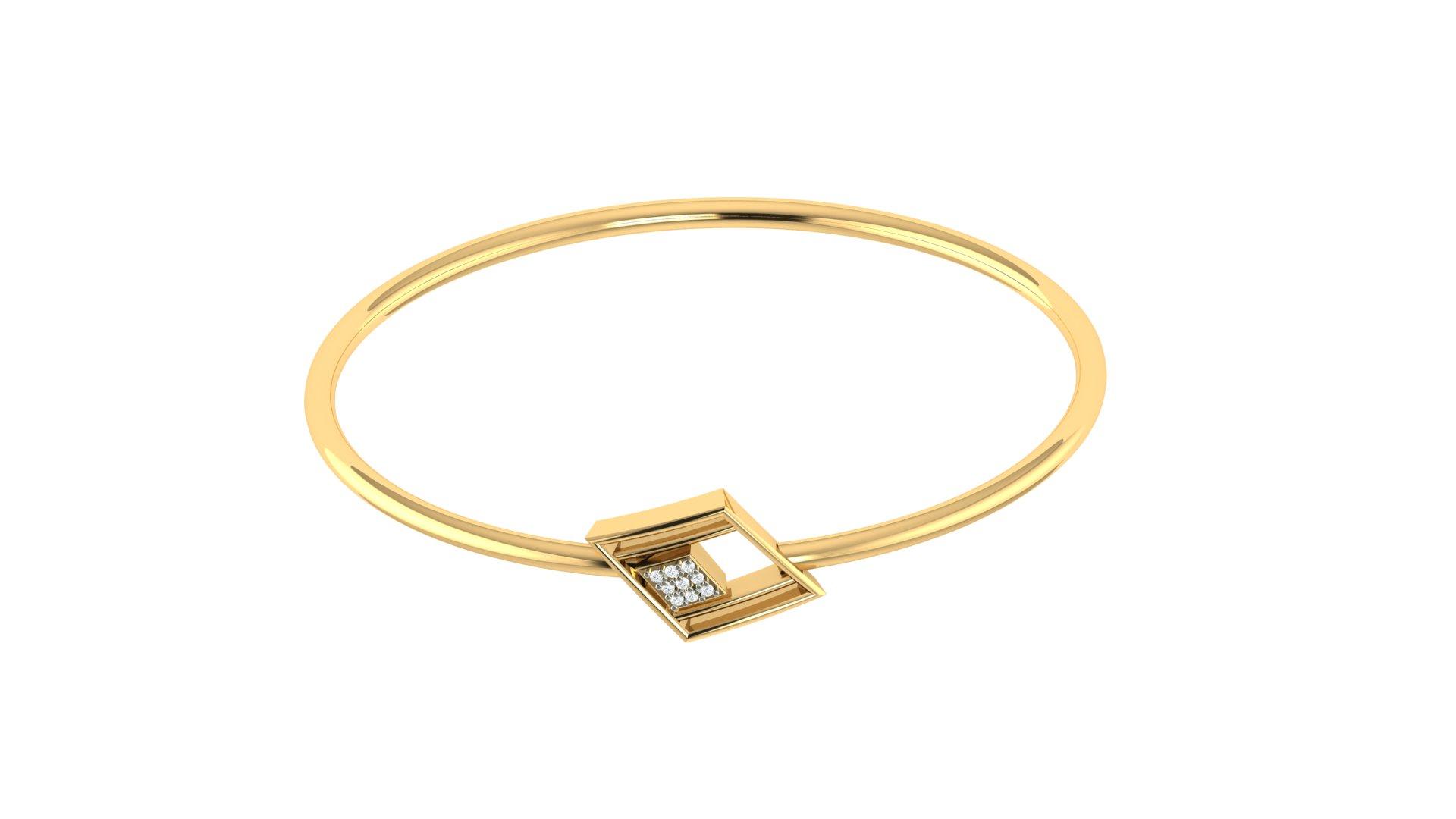 Liora Diamond Bangle , Yellow Gold , 1.2 Inch , 18 K