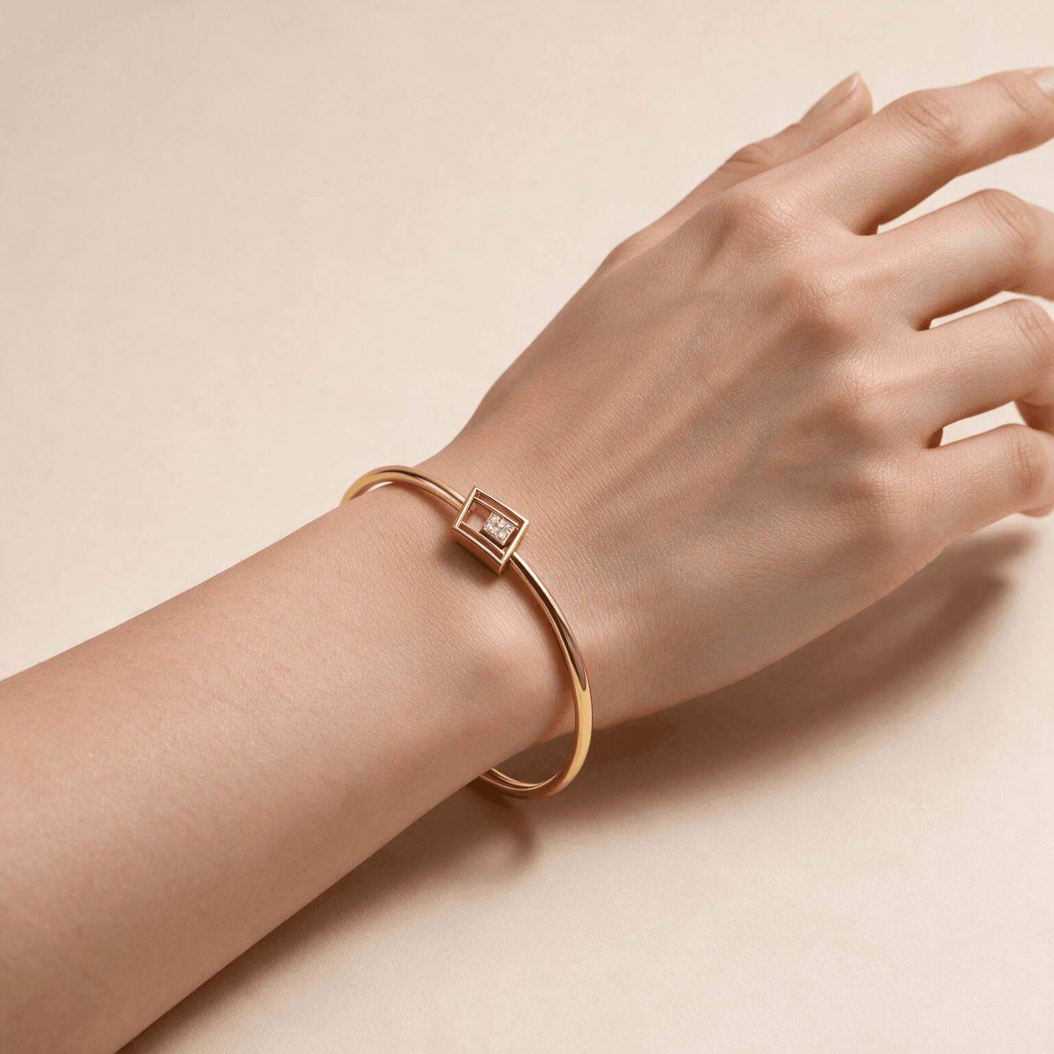 Liora Diamond Bangle , Yellow Gold , 1.2 Inch , 18 K