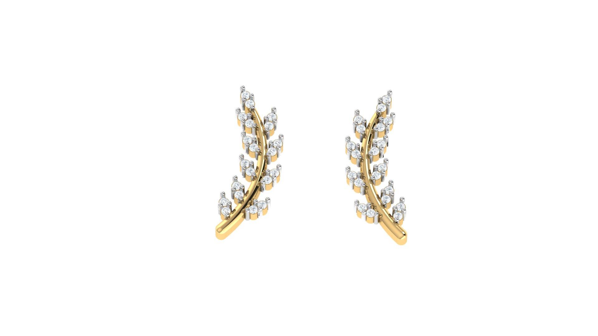 Luminous Leaf Diamond Earrings , Yellow Gold , 18 K