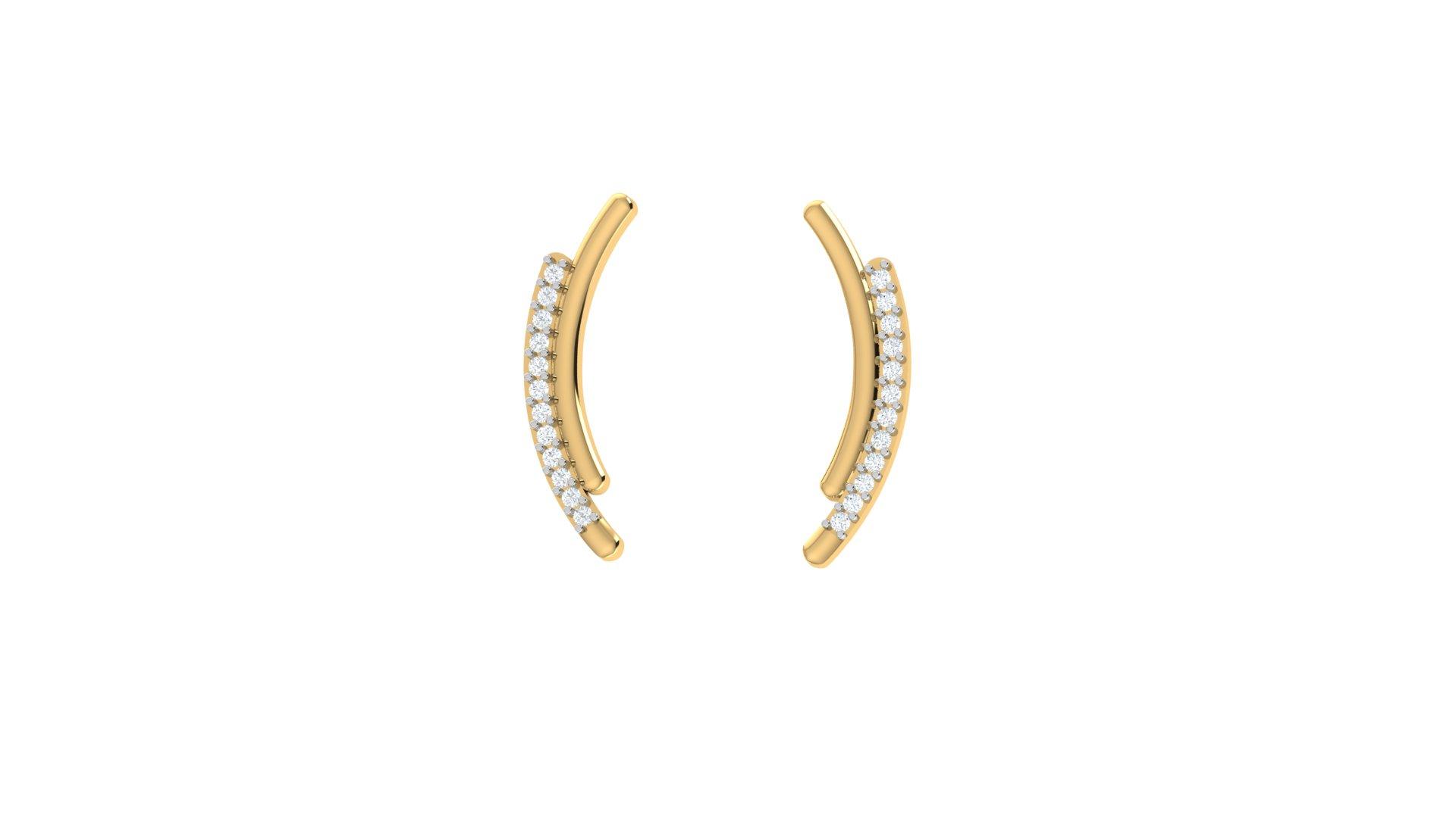 Lunara Diamond Ear Climber , Yellow Gold , 18 K