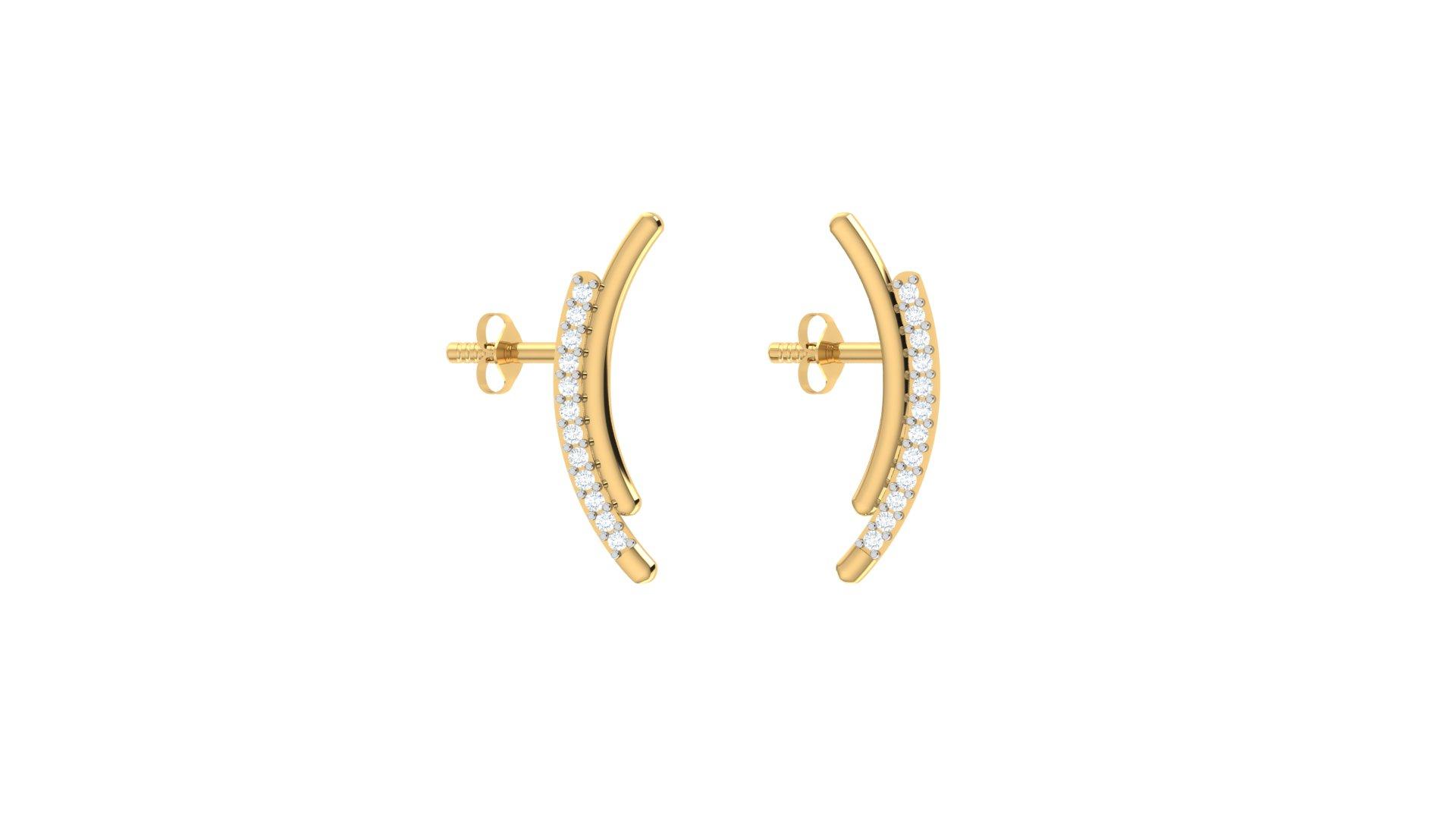 Lunara Diamond Ear Climber , Yellow Gold , 18 K