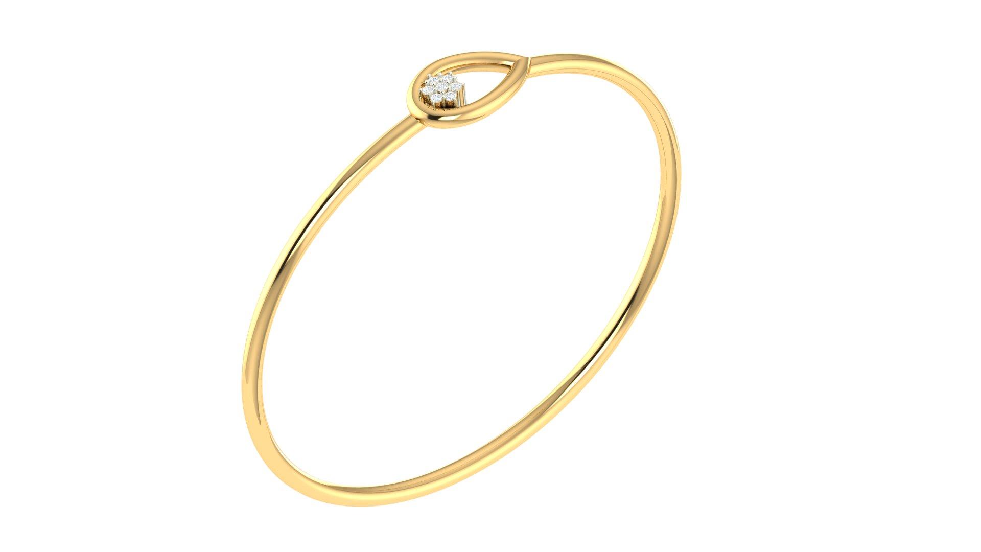 Bloom Teardrop Diamond Bangle , Yellow Gold , 1.2 Inch , 18 K