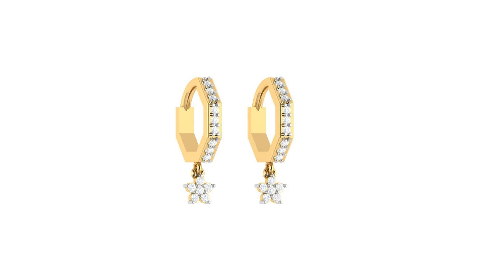Florexa Diamond Hoops , Yellow Gold , 18 K
