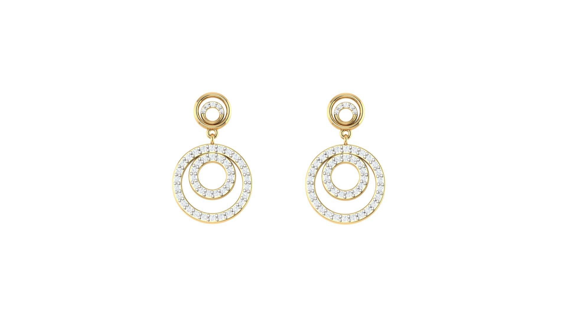 Diamond Orbit Earrings , Yellow Gold , 18 K