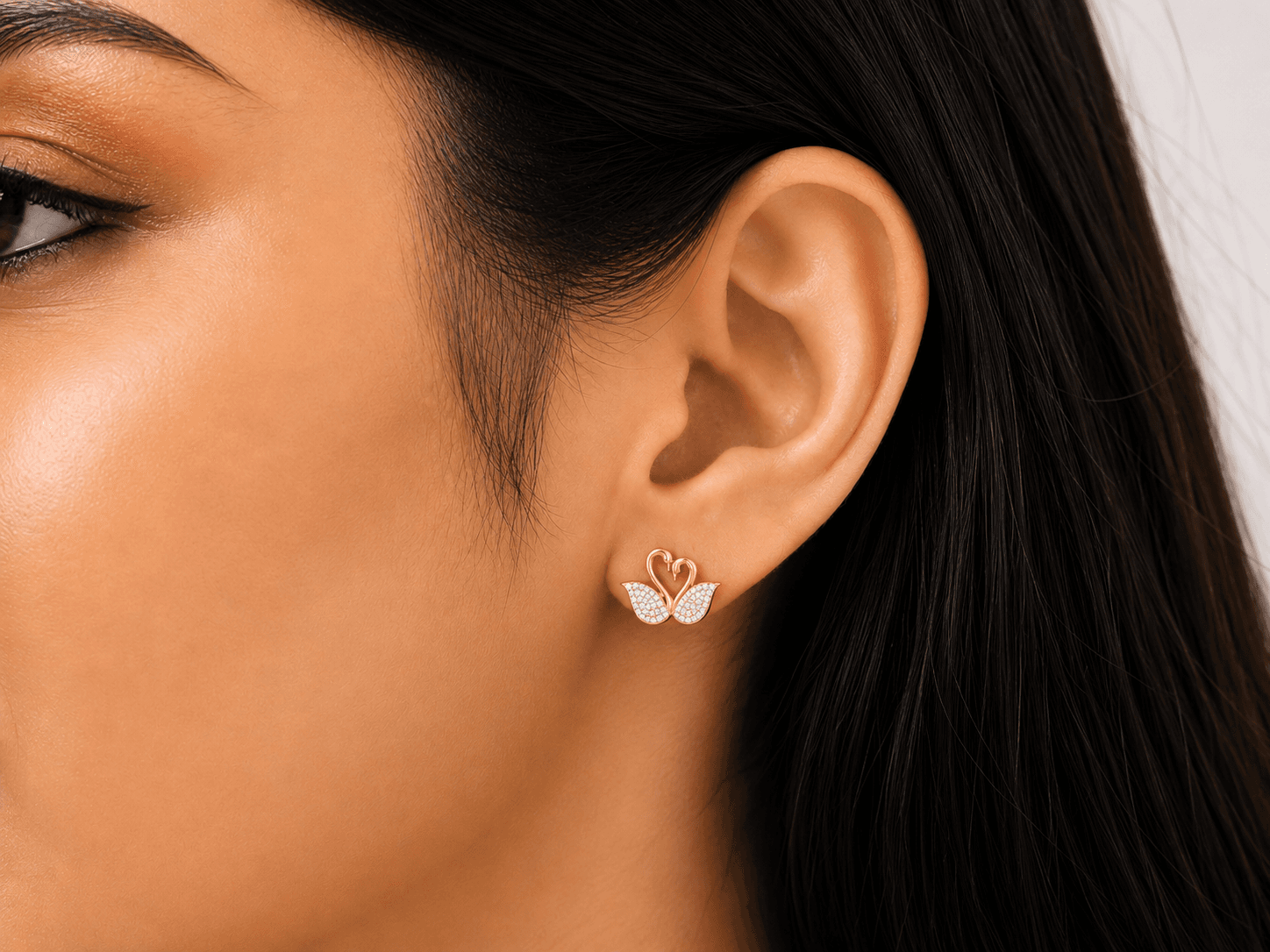Lumi Swan Diamond Earring , Yellow Gold , 18 K