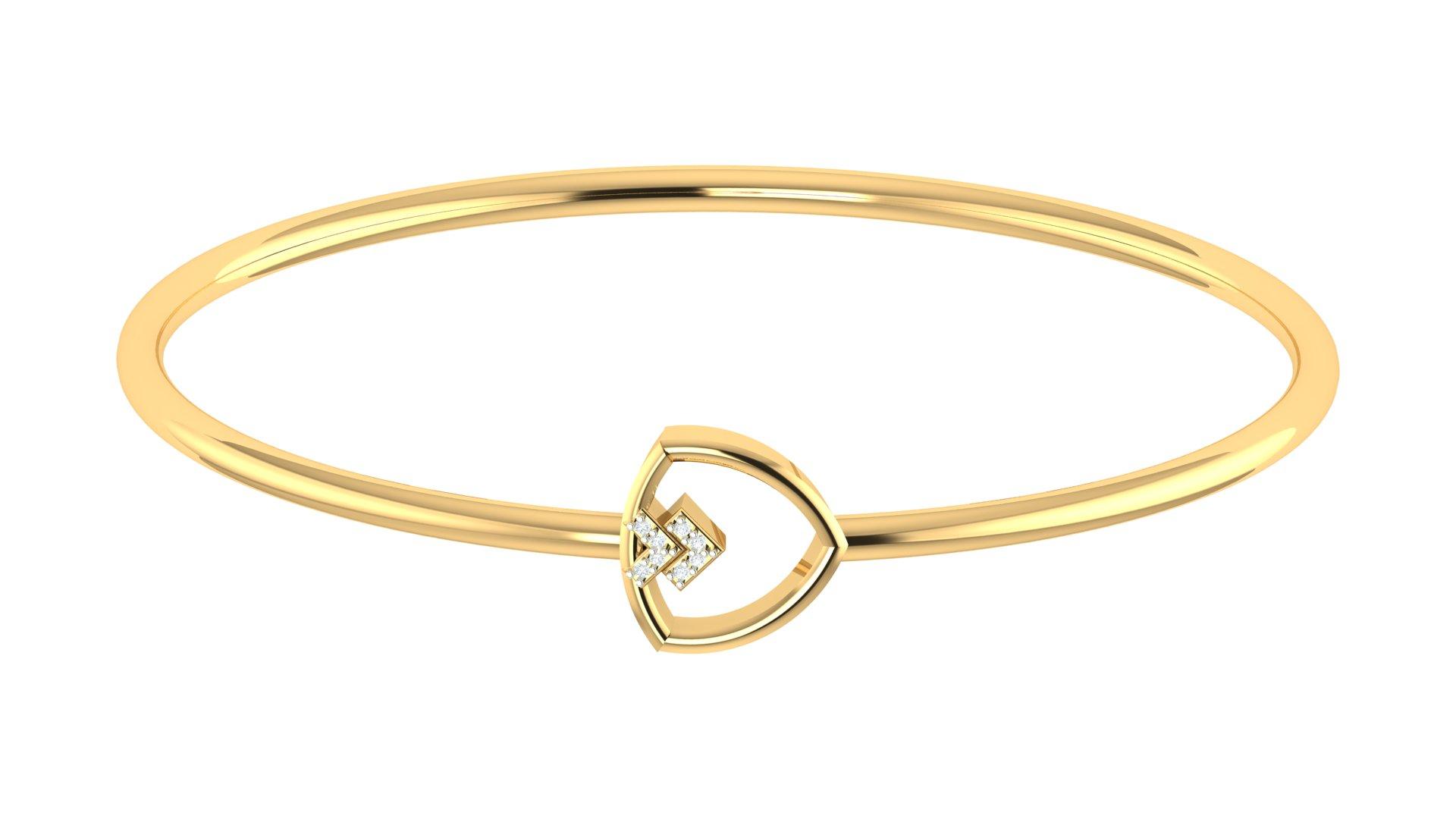 Elara Triangle Diamond Bangle , Yellow Gold , 1.2 Inch , 18 K