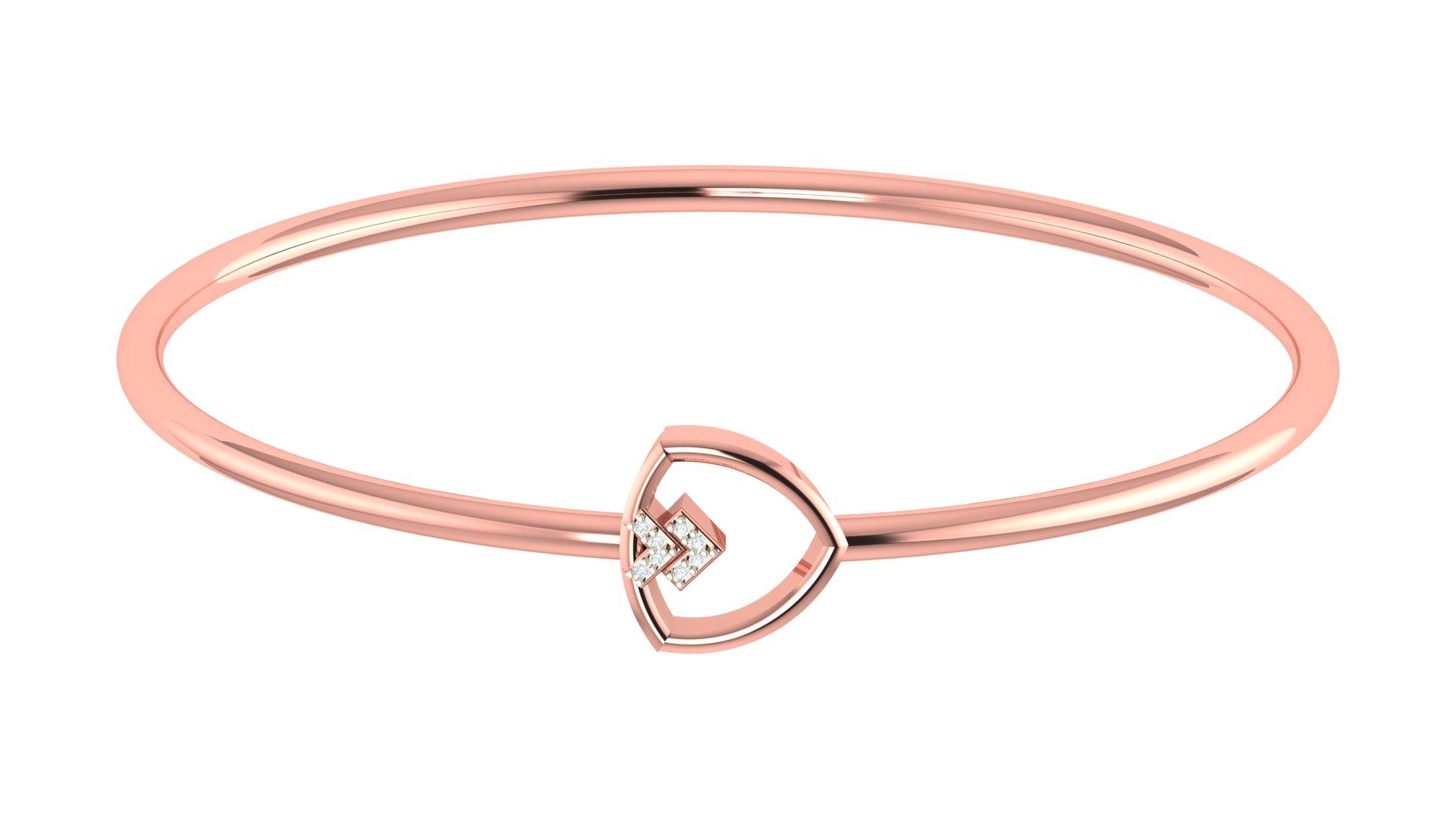 Elara Triangle Diamond Bangle , Yellow Gold , 1.2 Inch , 18 K