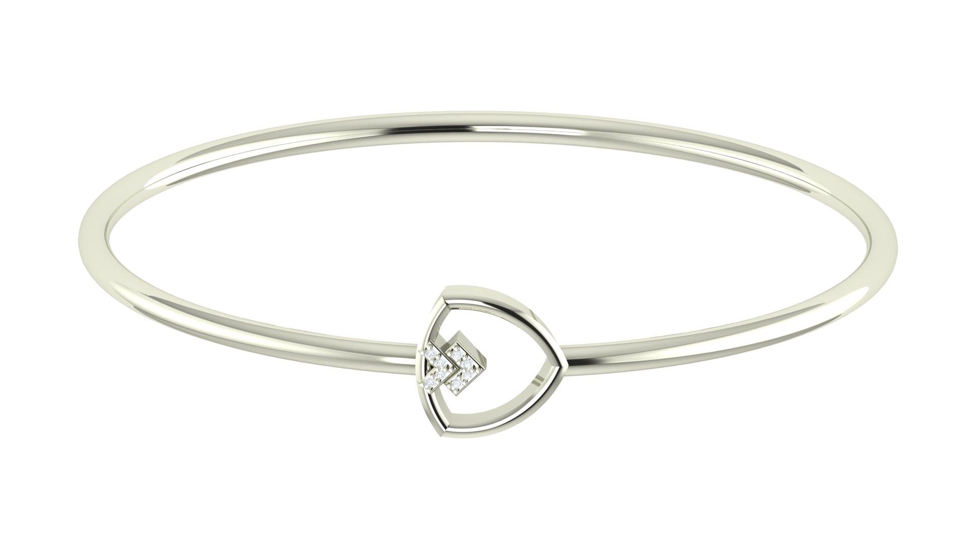 Elara Triangle Diamond Bangle , Yellow Gold , 1.2 Inch , 18 K