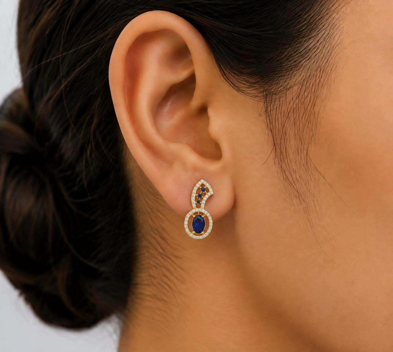 Saphira Diamond Earrings , Yellow Gold , 18 K