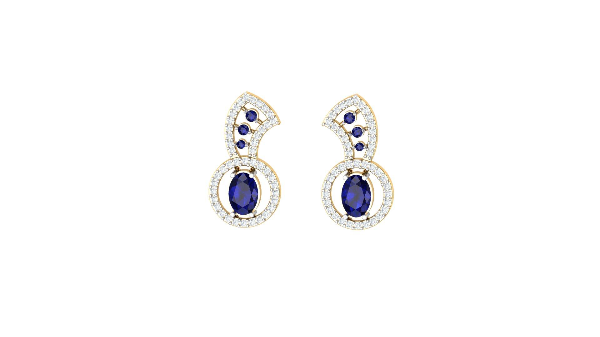 Saphira Diamond Earrings , Yellow Gold , 18 K