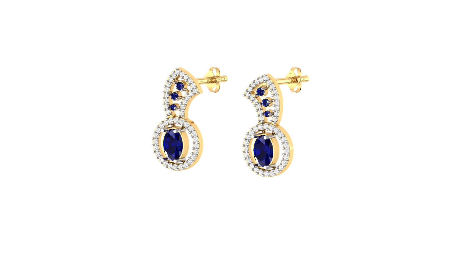 Saphira Diamond Earrings , Yellow Gold , 18 K