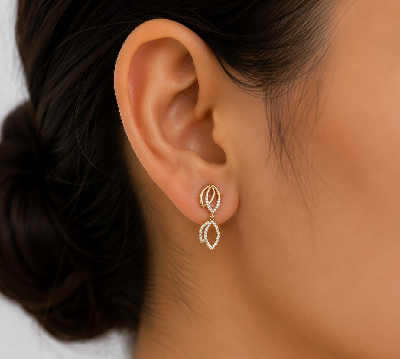 Elara Diamond Earrings , Yellow Gold , 18 K