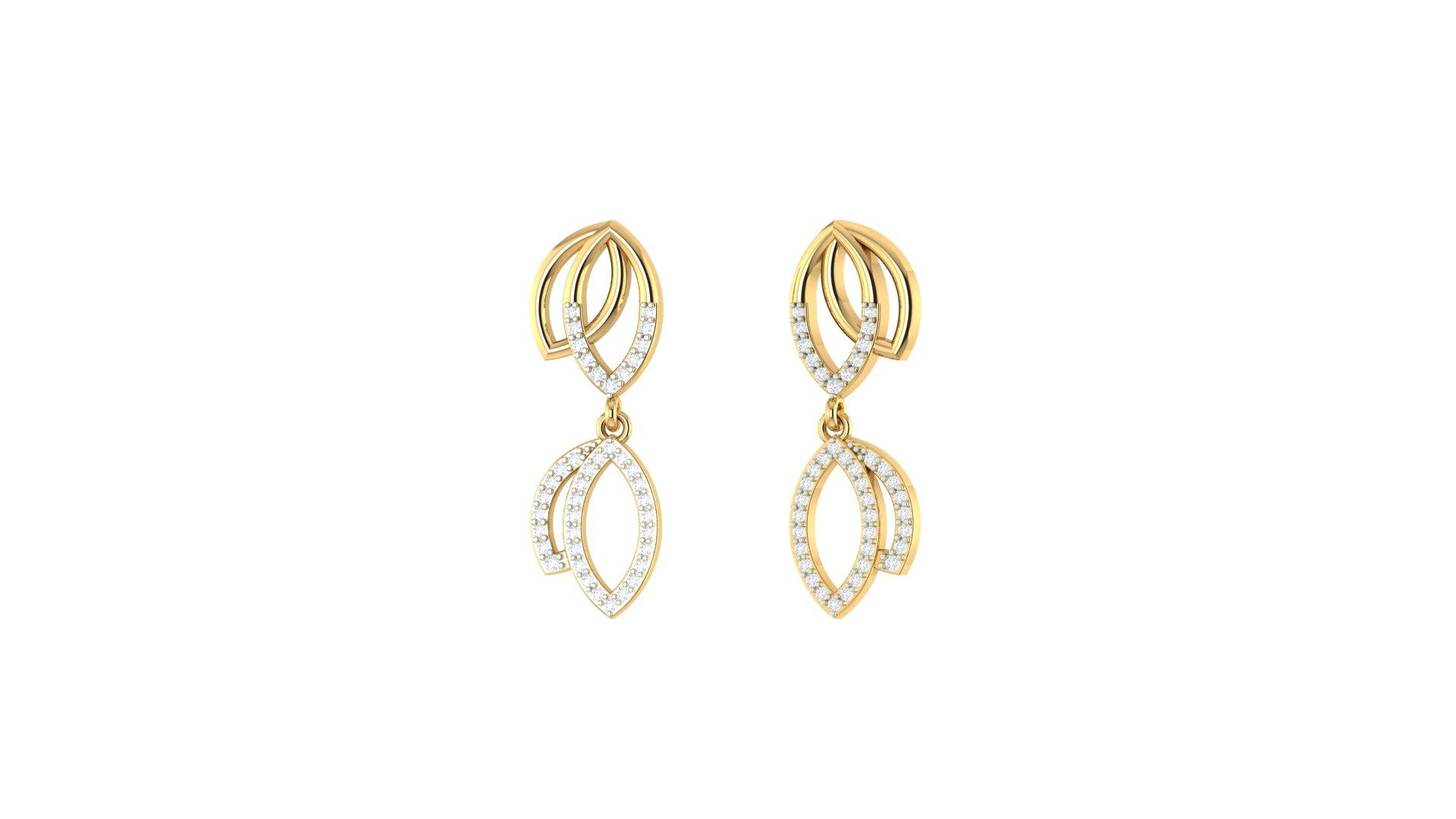 Elara Diamond Earrings , Yellow Gold , 18 K
