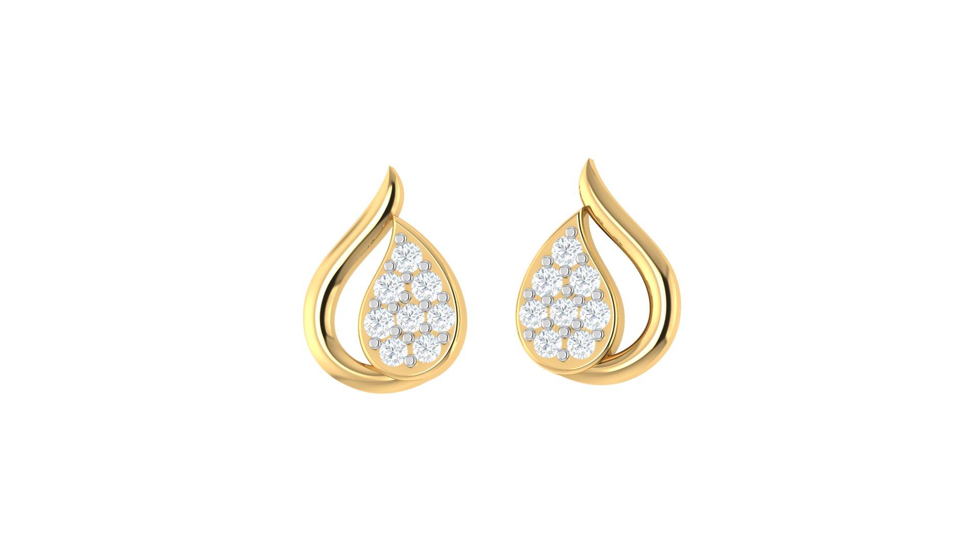 Teardrop Diamond Earrings , Yellow Gold , 18 K