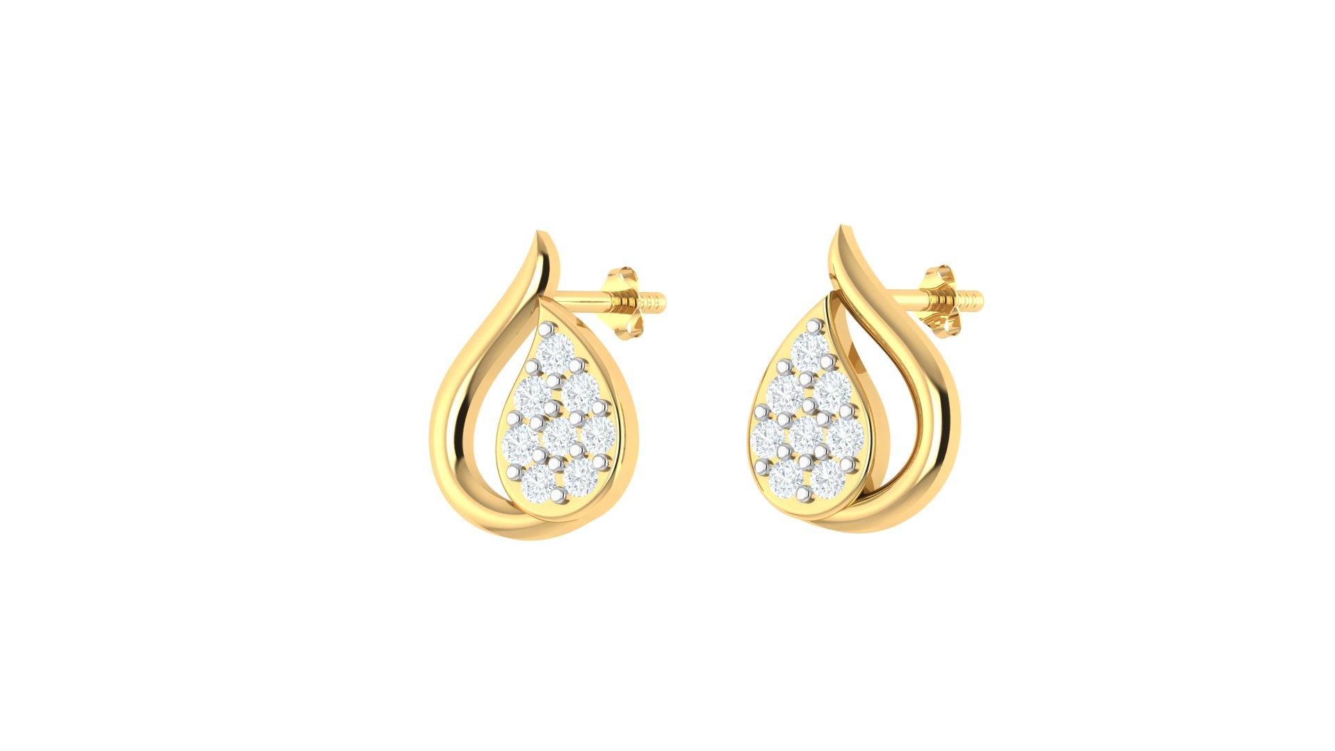 Teardrop Diamond Earrings , Yellow Gold , 18 K