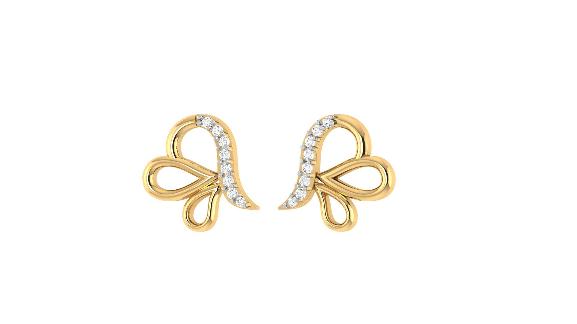 Lumi Diamond Stud , Yellow Gold , 18 K