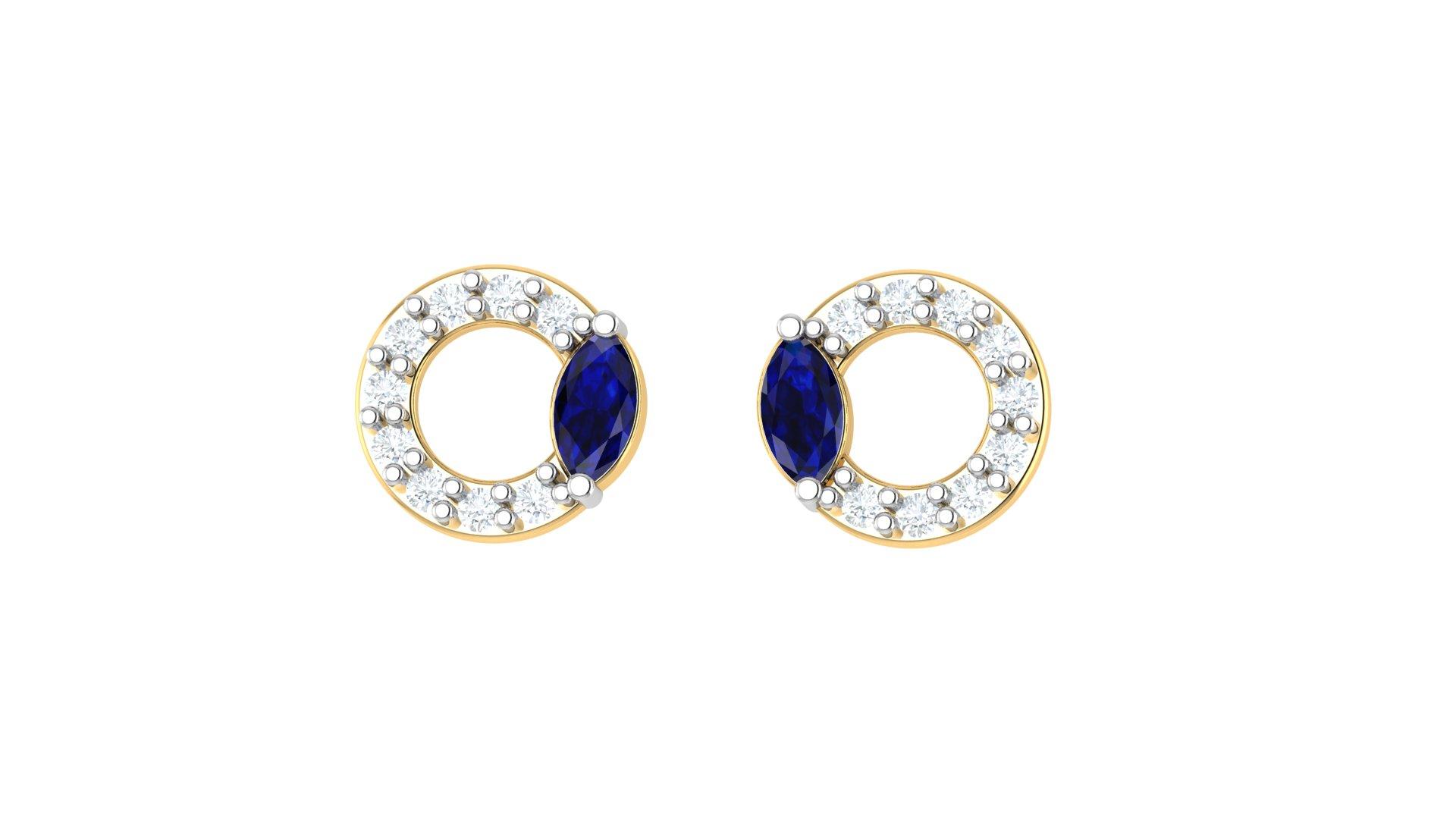 Royal Halo Diamond Studs , Yellow Gold , 18 K