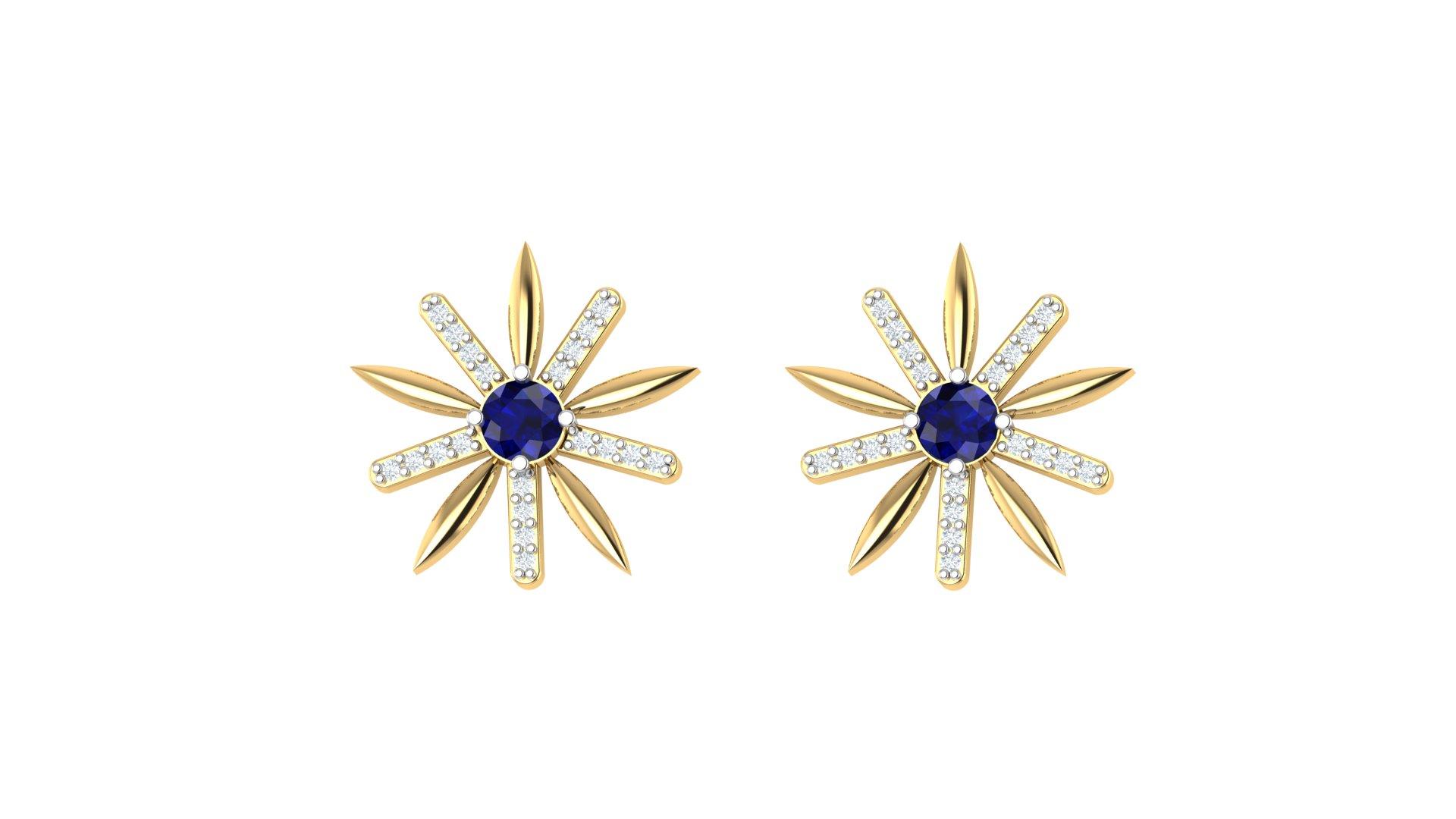 Bloom Diamond Stud , Yellow Gold , 18 K