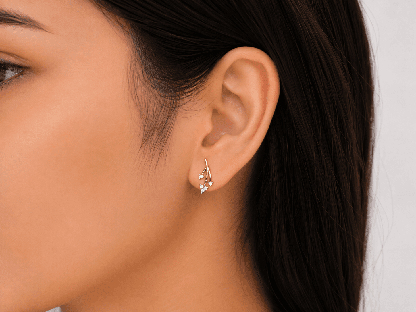 Curve Diamond Drop Earrings , Yellow Gold , 18 K