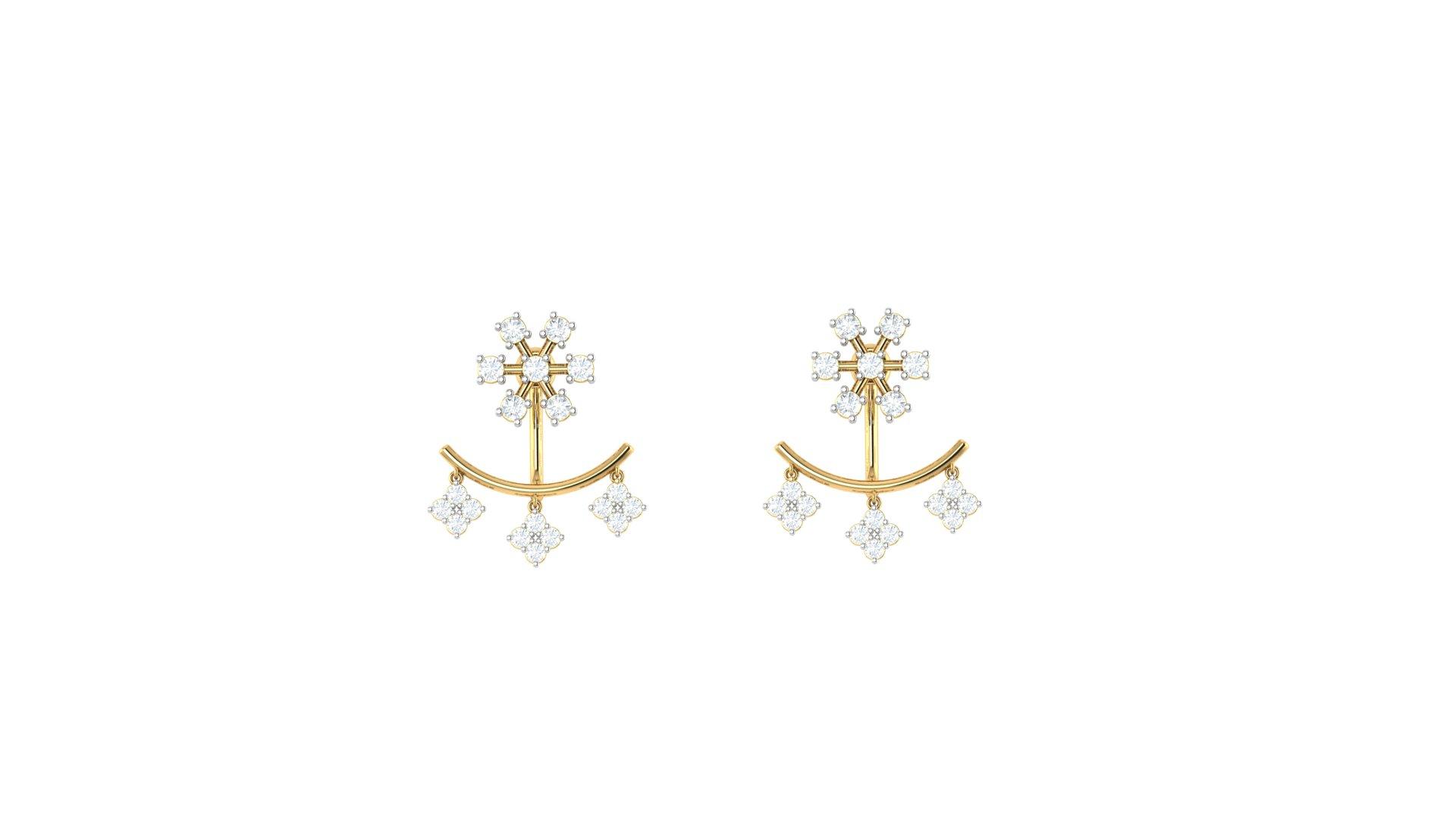 Lunara Curve Diamond Earrings , Yellow Gold , 18 K