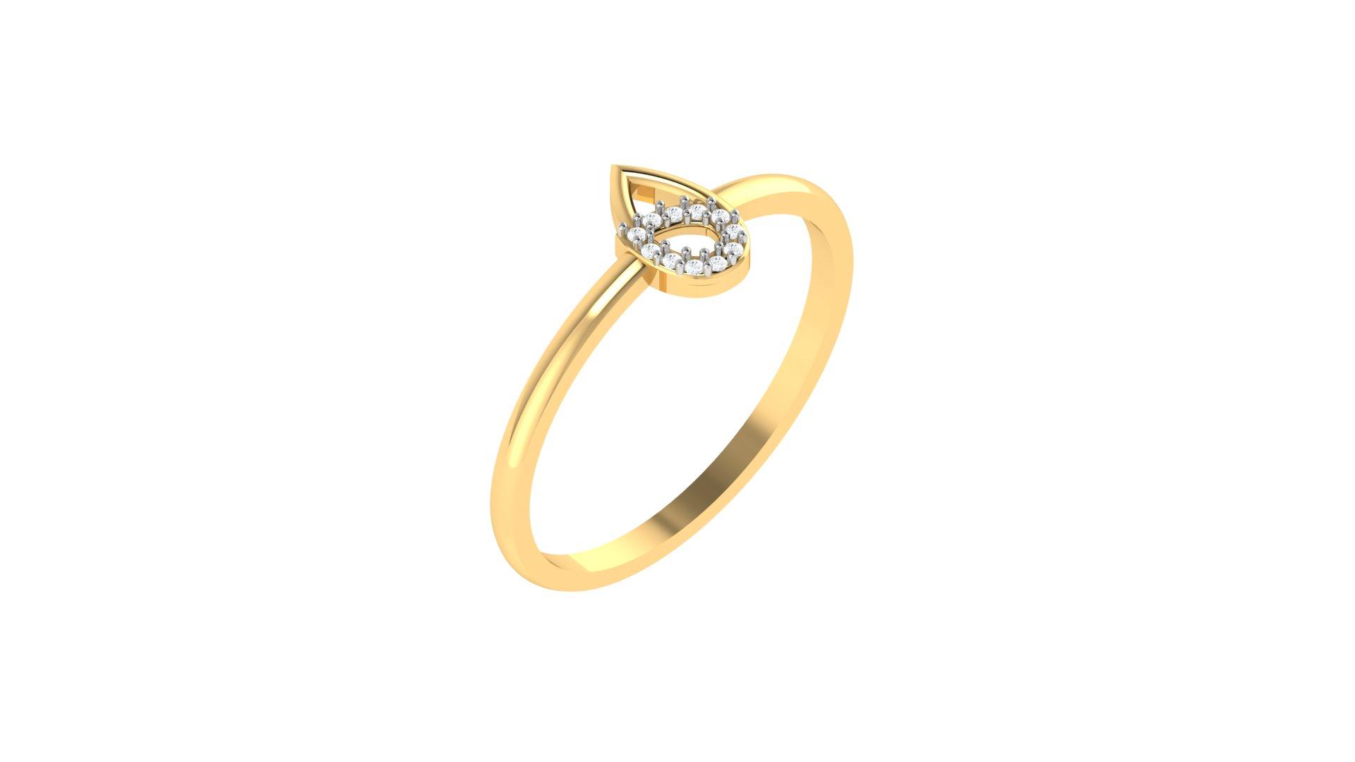 Dewdrop Diamond Ring , 7MM , 18 K , Yellow Gold