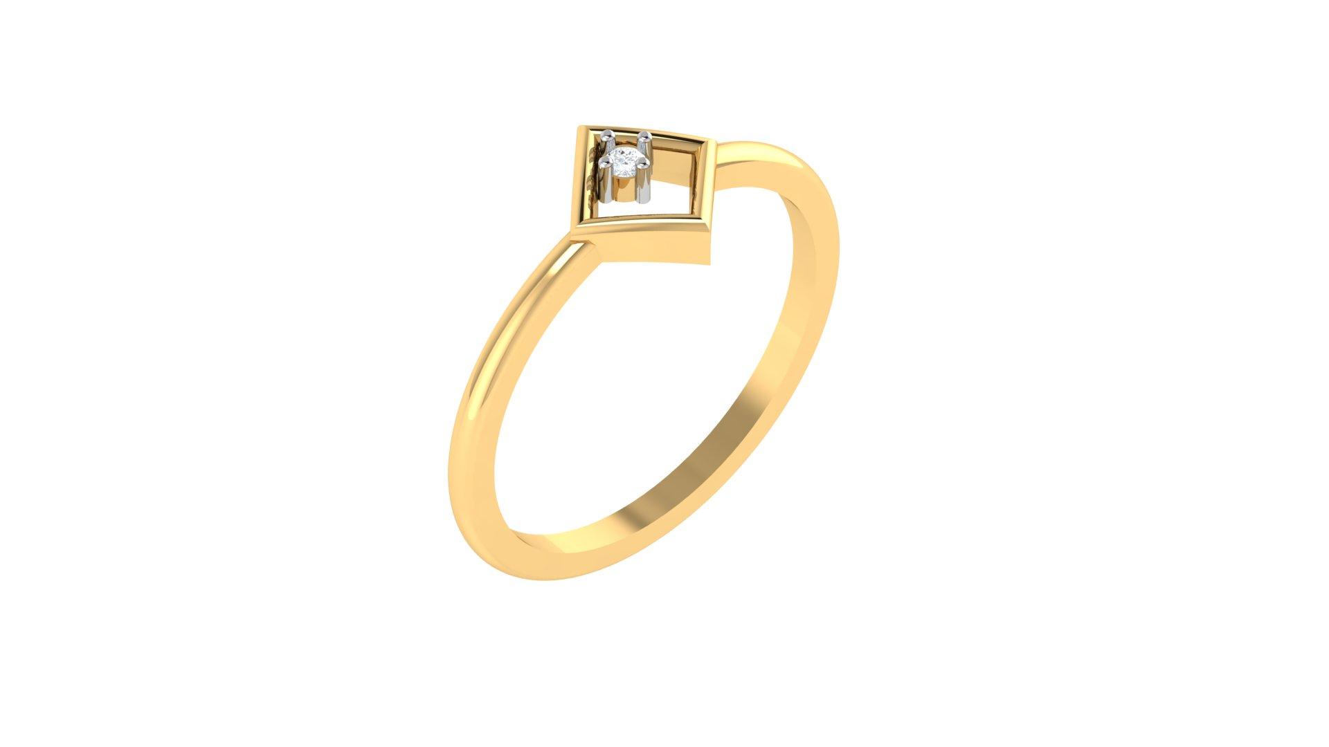 Elegant Square Halo Ring , 7MM , 18 K , Yellow Gold