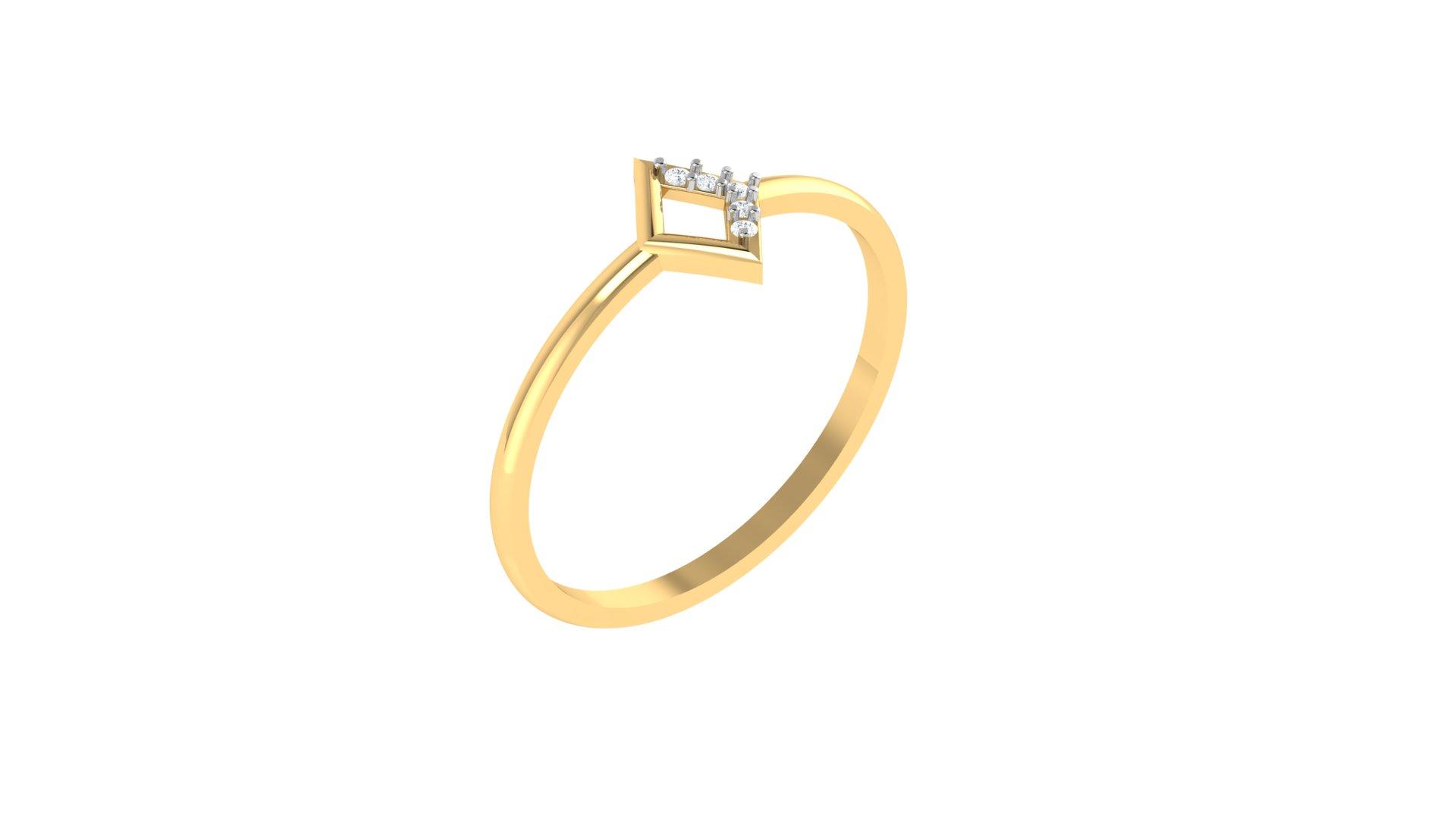 Square Shape Diamond Ring , 7MM , 18 K , Yellow Gold