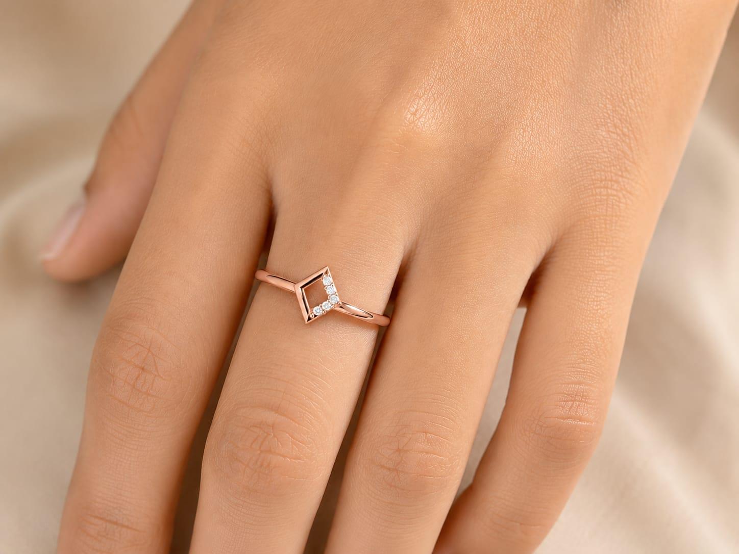 Square Shape Diamond Ring , 7MM , 18 K , Yellow Gold