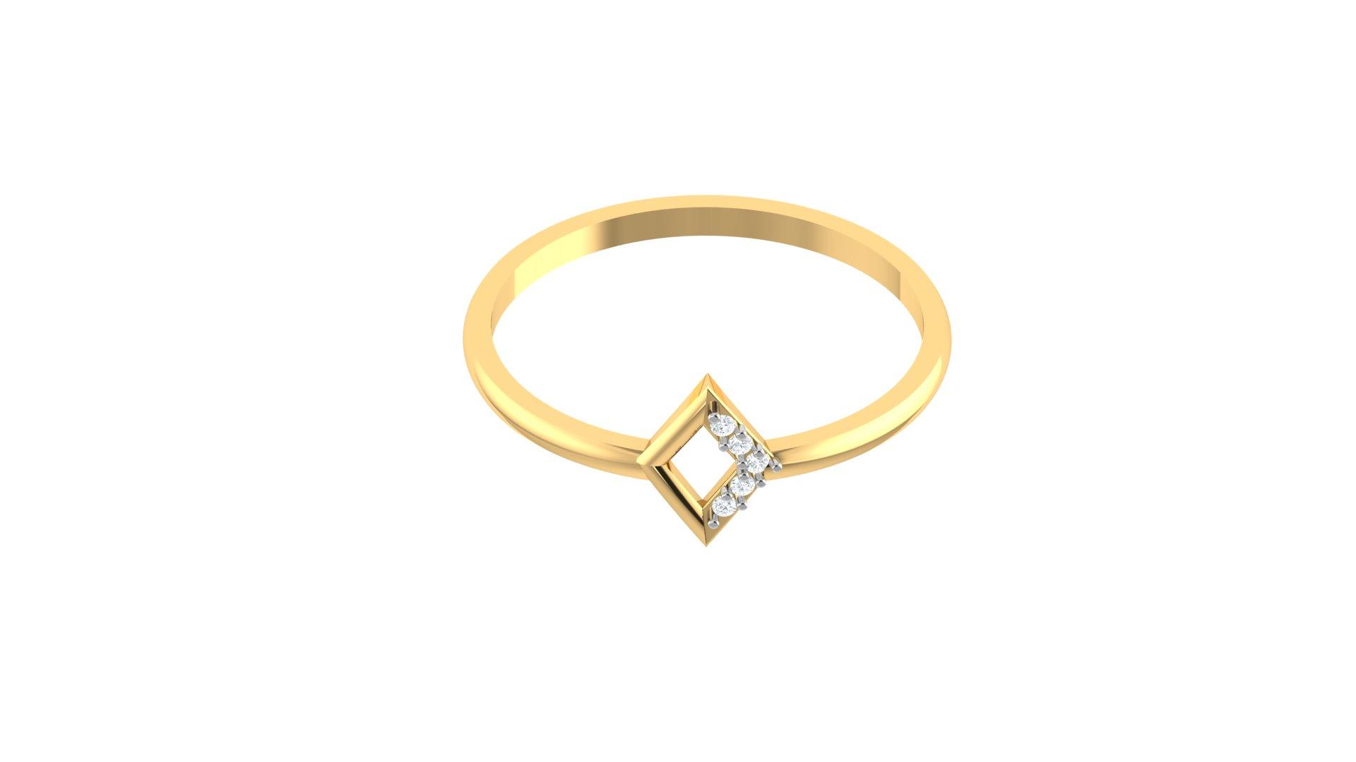Square Shape Diamond Ring , 7MM , 18 K , Yellow Gold