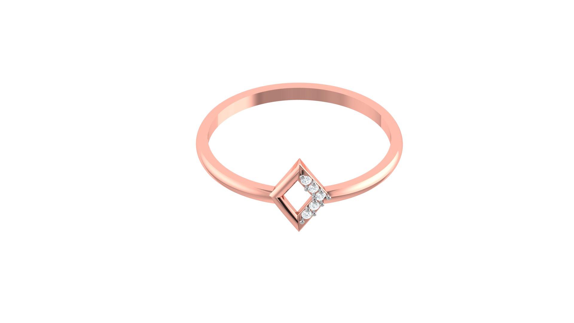 Square Shape Diamond Ring , 7MM , 18 K , Yellow Gold