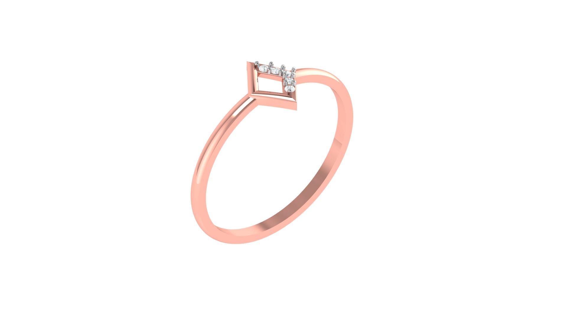 Square Shape Diamond Ring , 7MM , 18 K , Yellow Gold