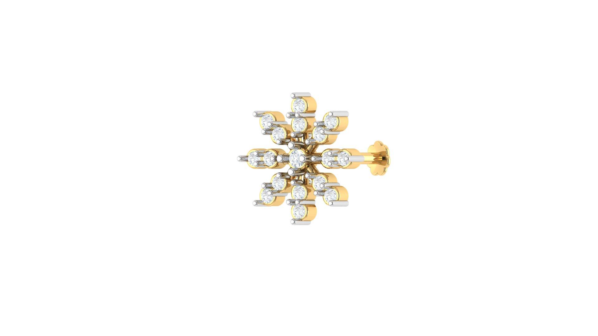 Celestia Floral Diamond Nosepin , Yellow Gold , 18 K