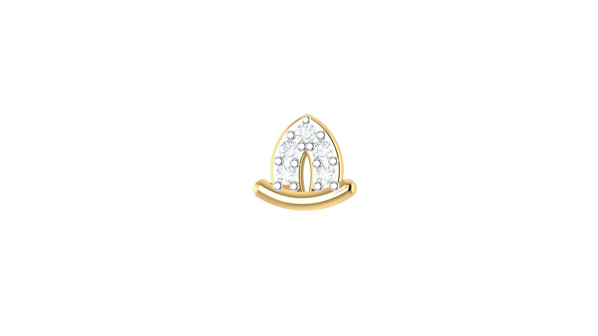 Pave Diamond Nosepin , Yellow Gold , 18 K