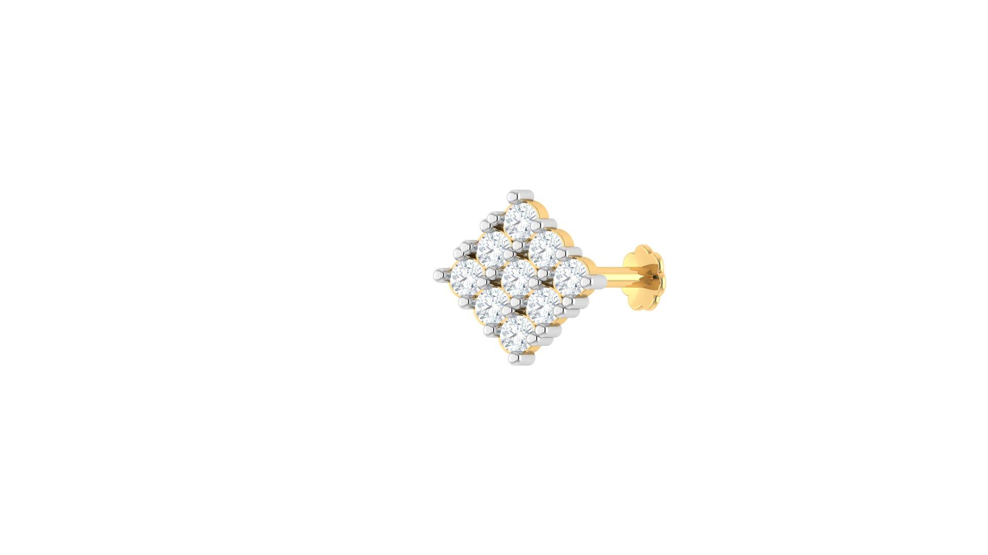 Square Diamond Nosepin , Yellow Gold , 18 K