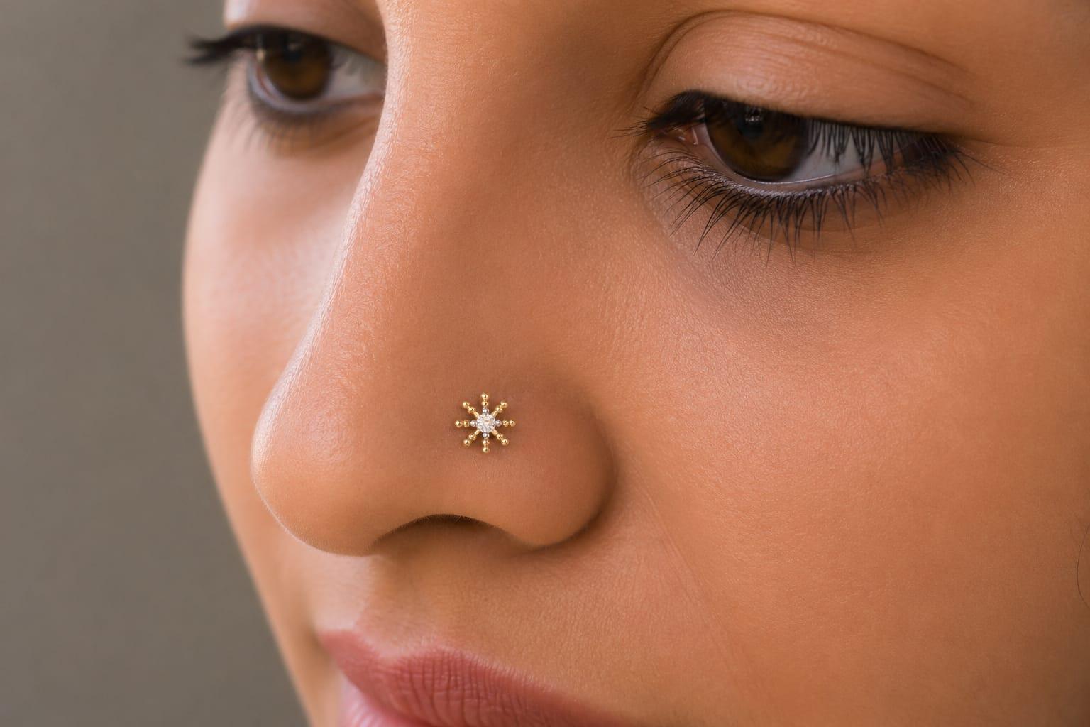 Bloom Diamond Nosepin , Yellow Gold , 18 K