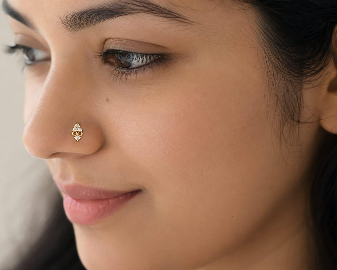 Flora Grace Diamond Nosepin , Yellow Gold , 18 K