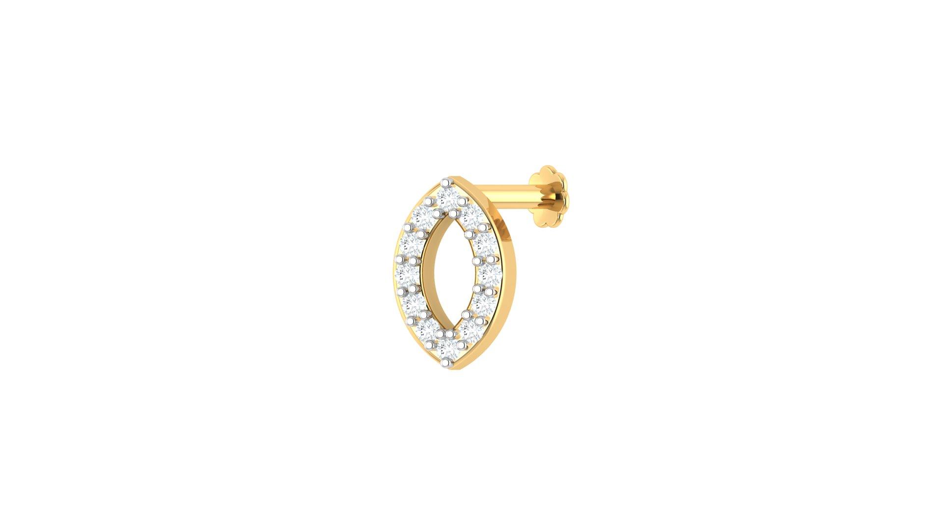 Marquise Diamond Nosepin , Yellow Gold , 18 K