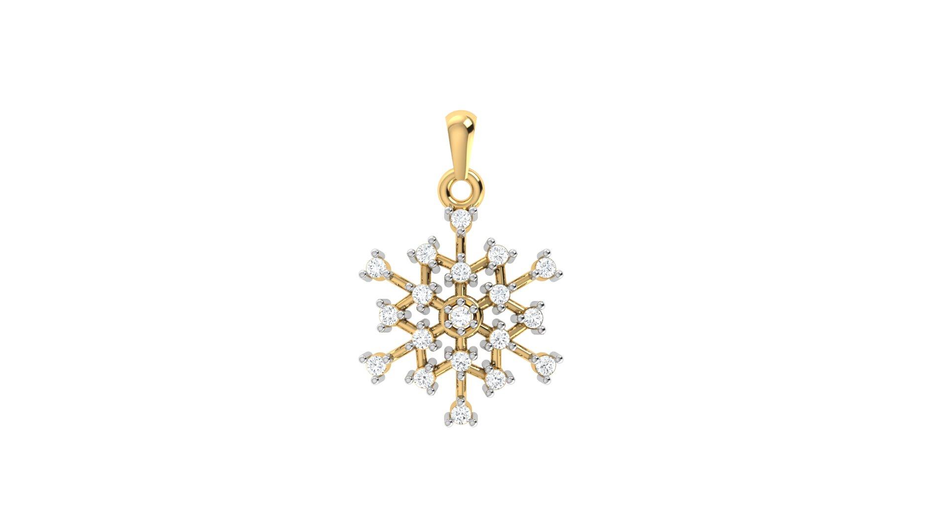 winter sparkle diamond pendant , Yellow Gold , 18 K