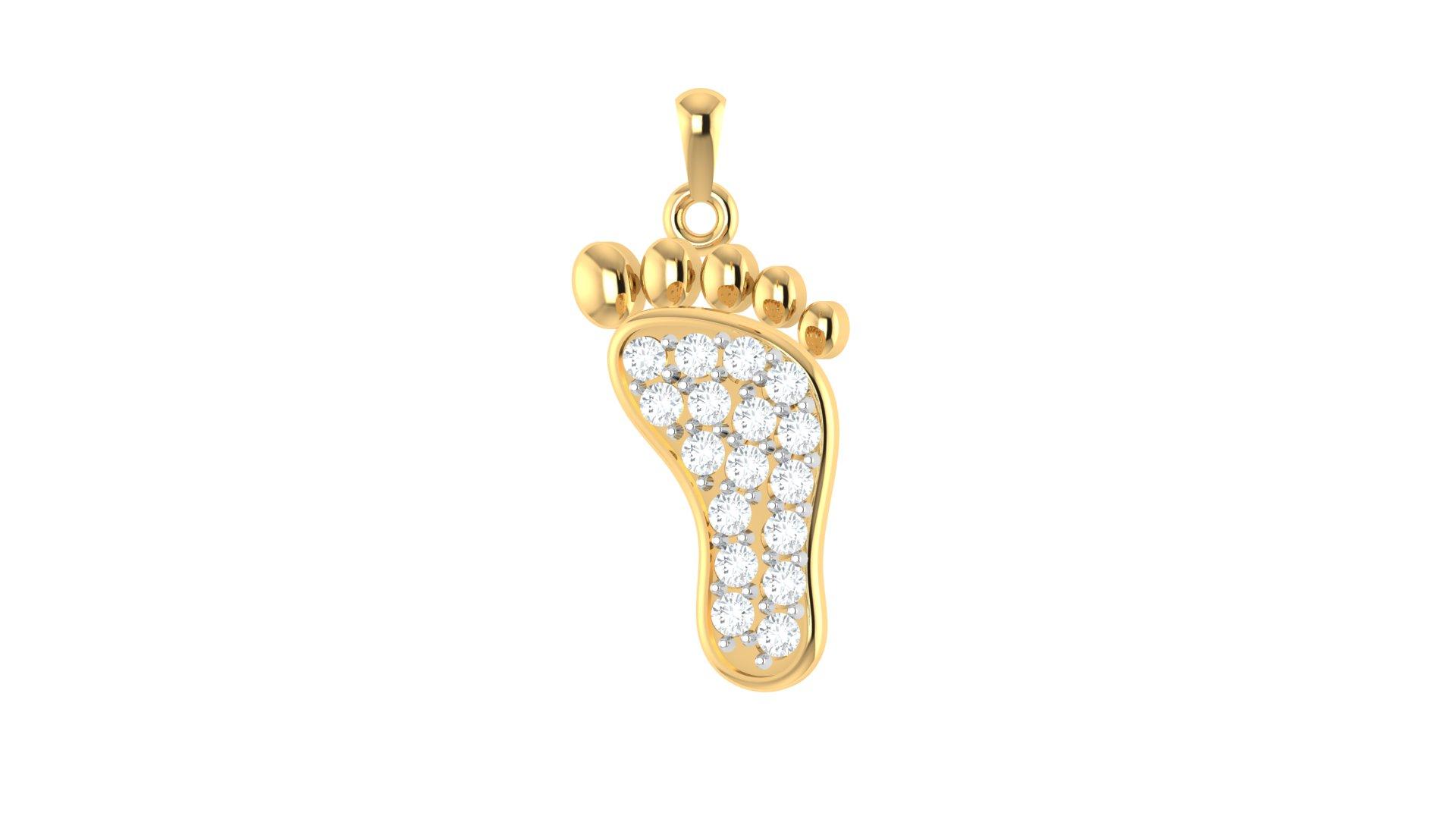 Tiny Toes Diamond Pendant , Yellow Gold , 18 K