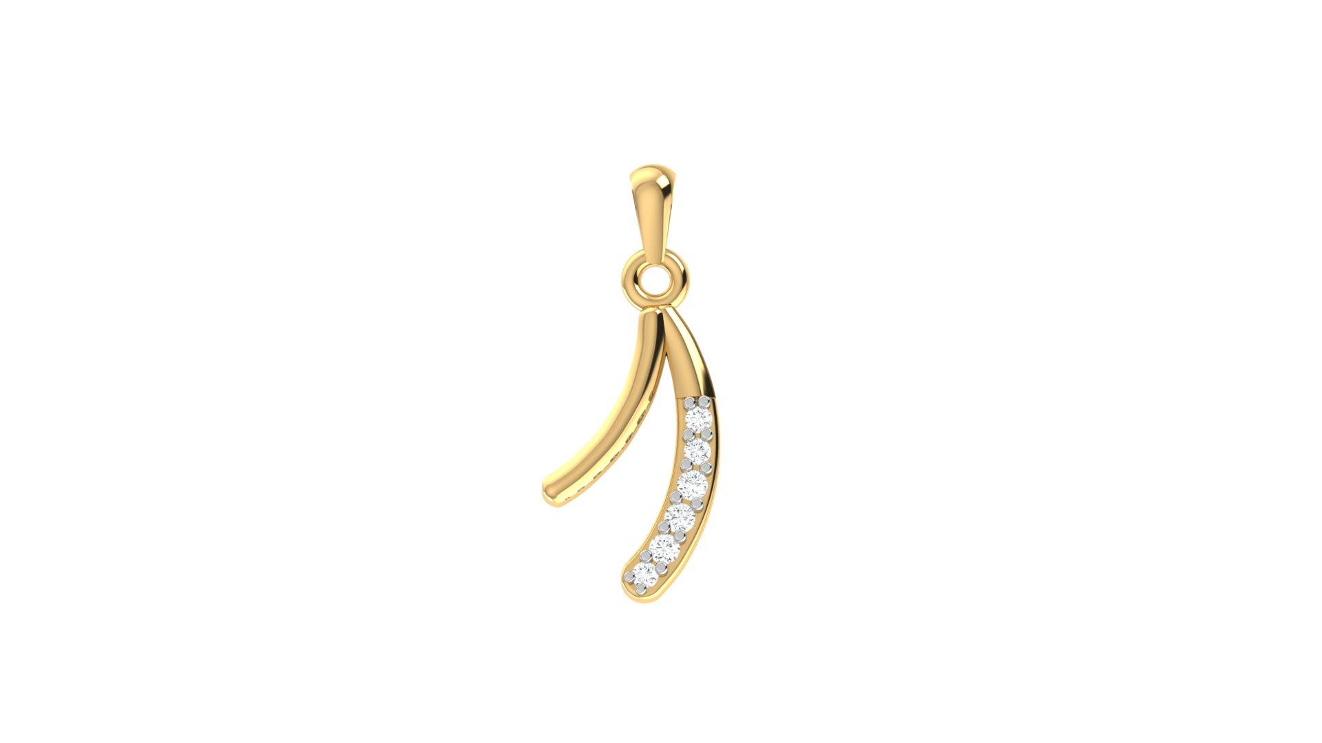 Graceful Curve Diamond Pendant , Yellow Gold , 18 K