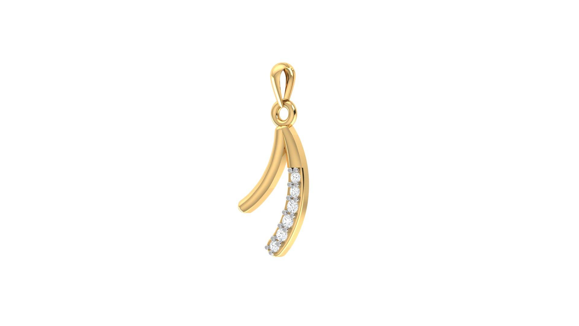 Graceful Curve Diamond Pendant , Yellow Gold , 18 K