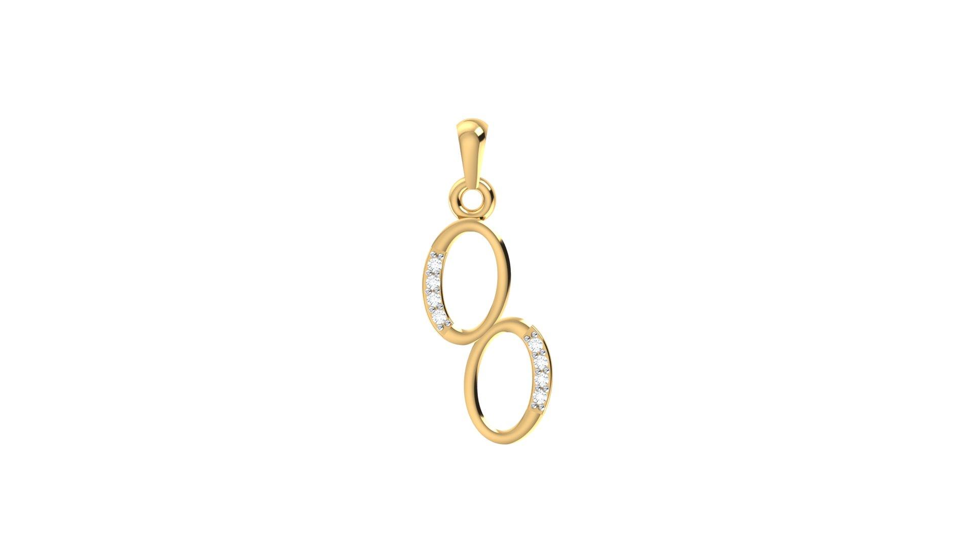 Dual Oval Diamond Pendant , Yellow Gold , 18 K