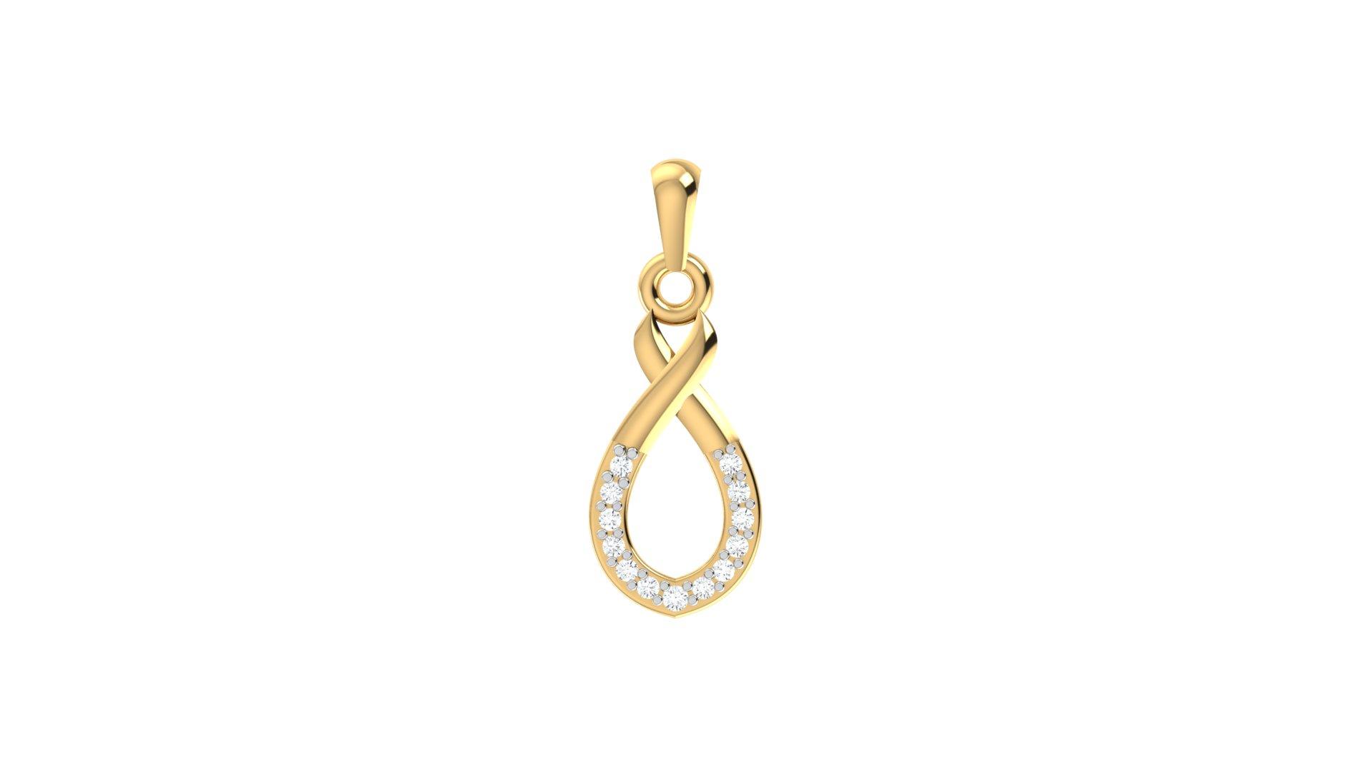 Infinity Loop Diamond Pendant , Yellow Gold , 18 K