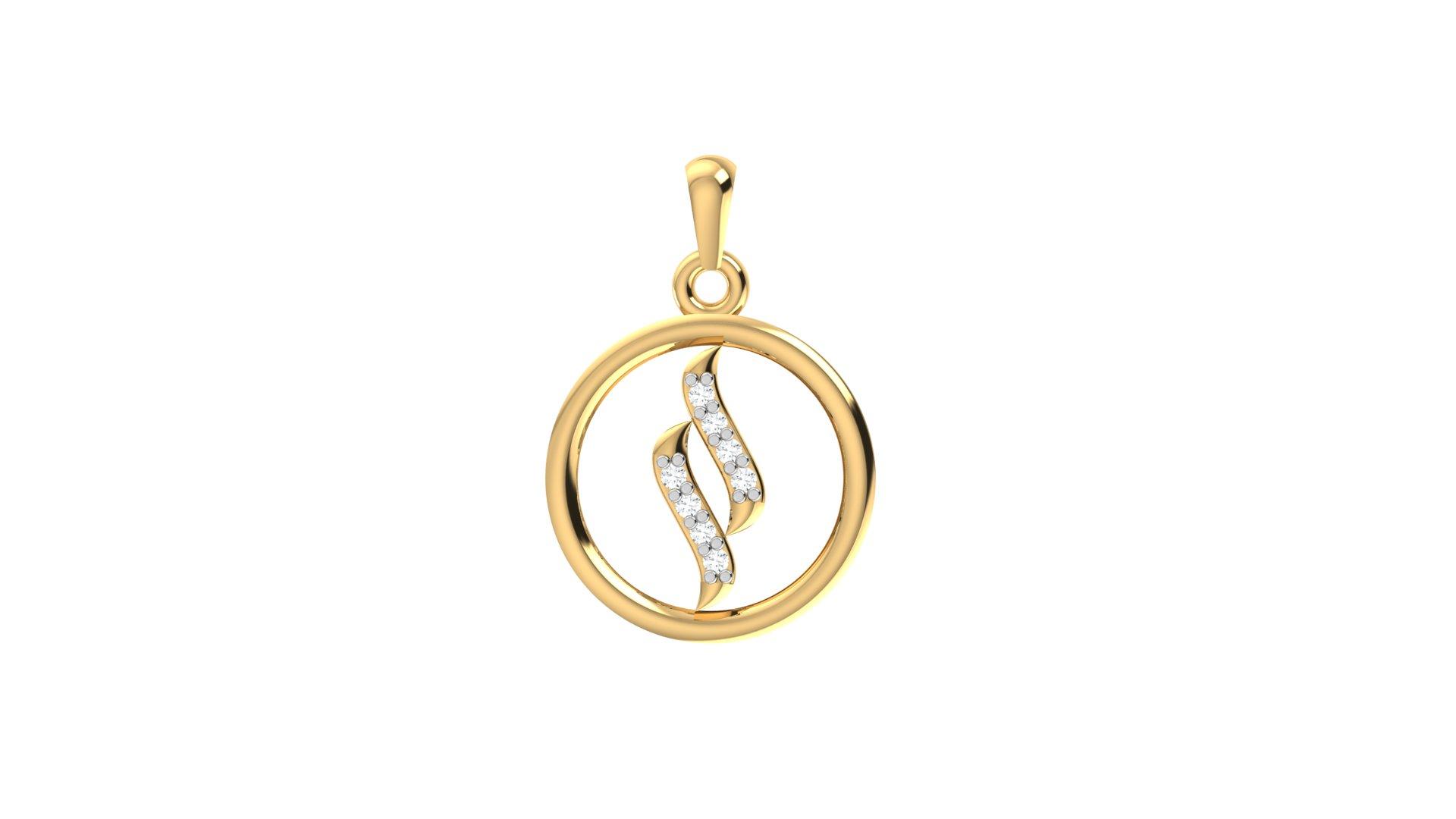 Circular Diamond Loop Pendant , Yellow Gold , 18 K