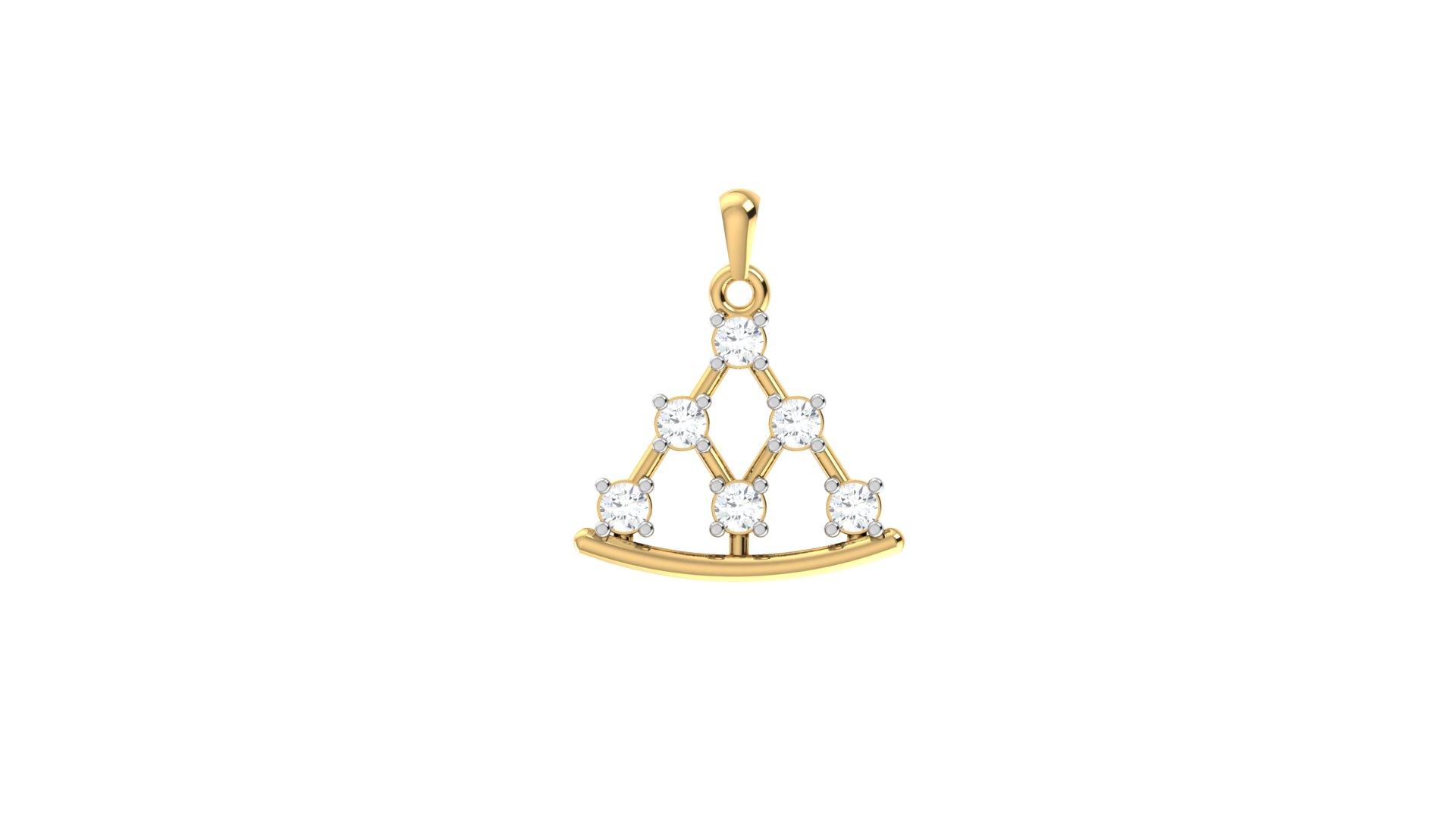 Elegant Diamond Pyramid Pendant , Yellow Gold , 18 K