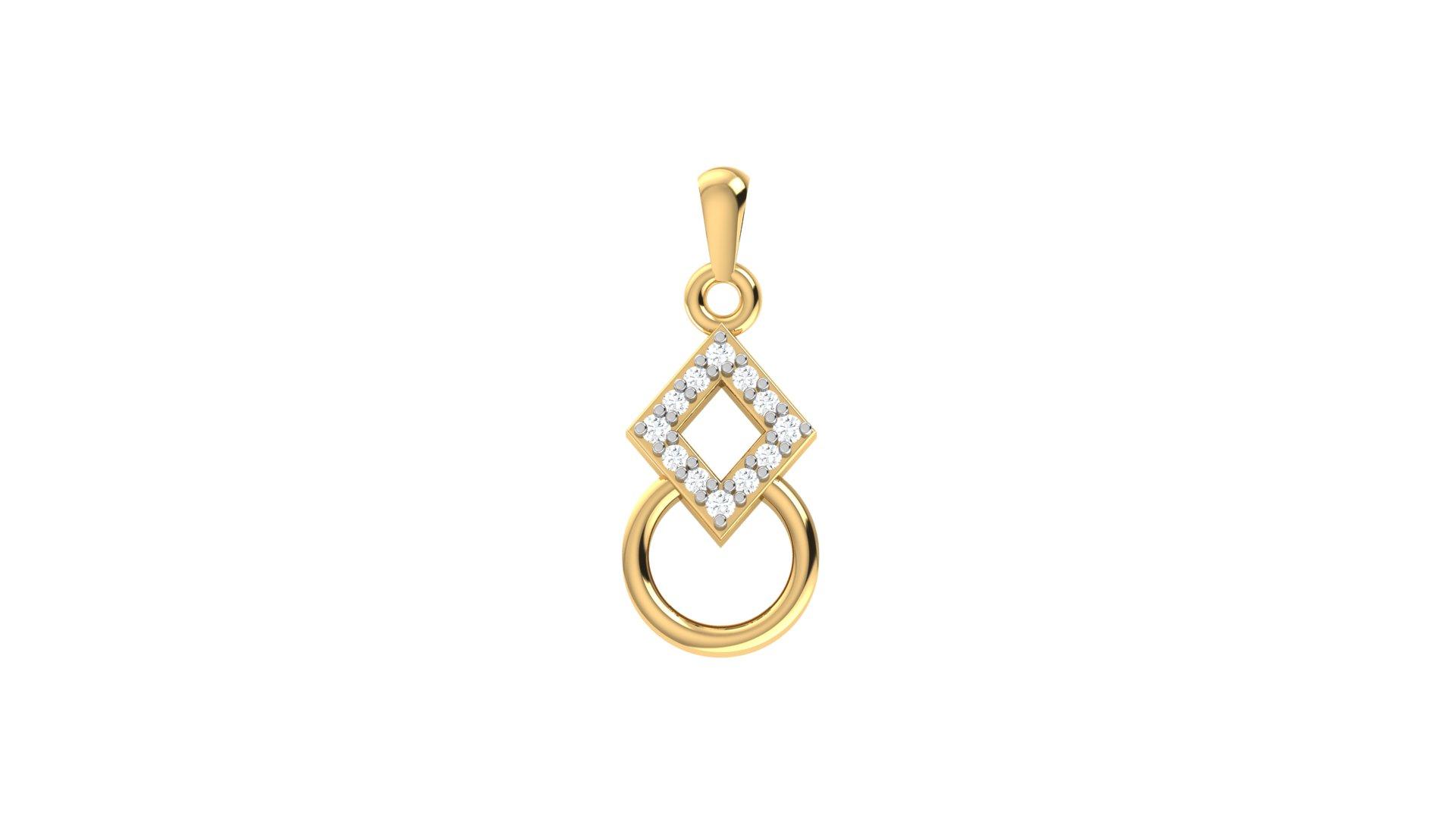 Modern Gold Diamond Pendant , Yellow Gold , 18 K