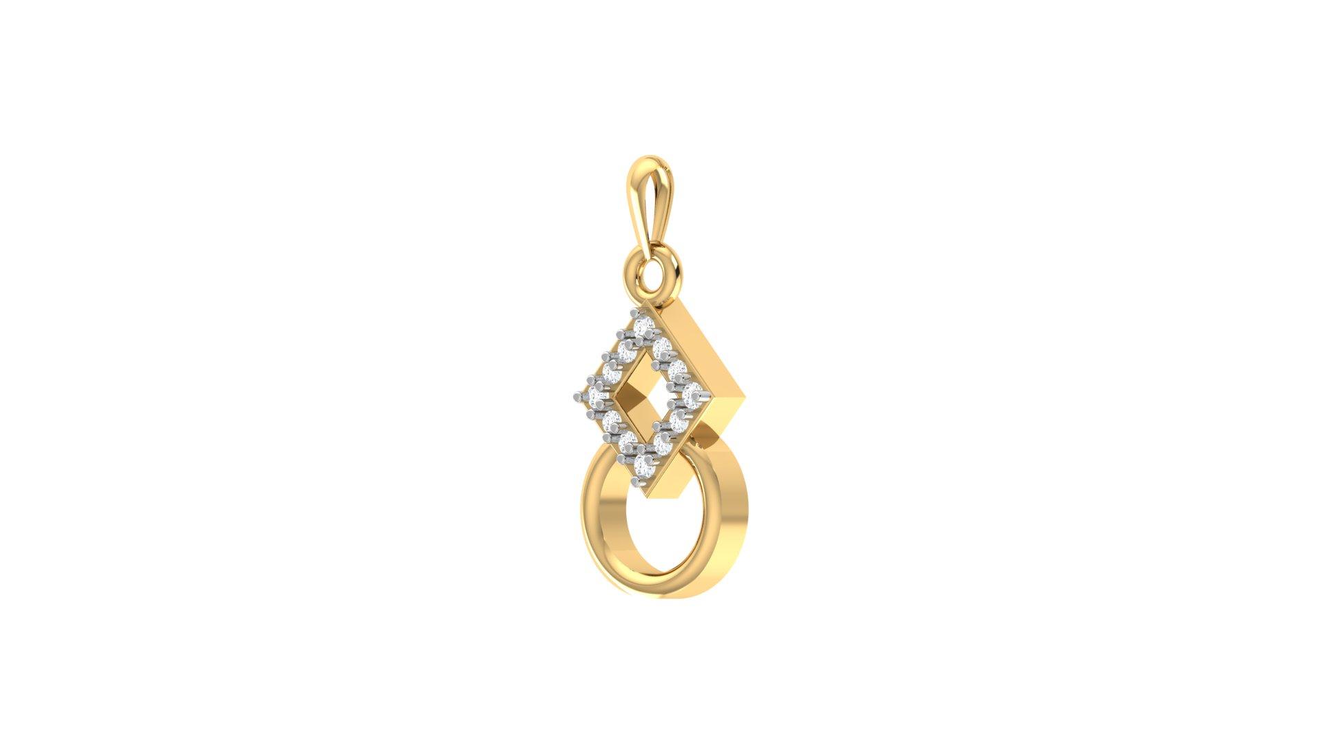 Modern Gold Diamond Pendant , Yellow Gold , 18 K