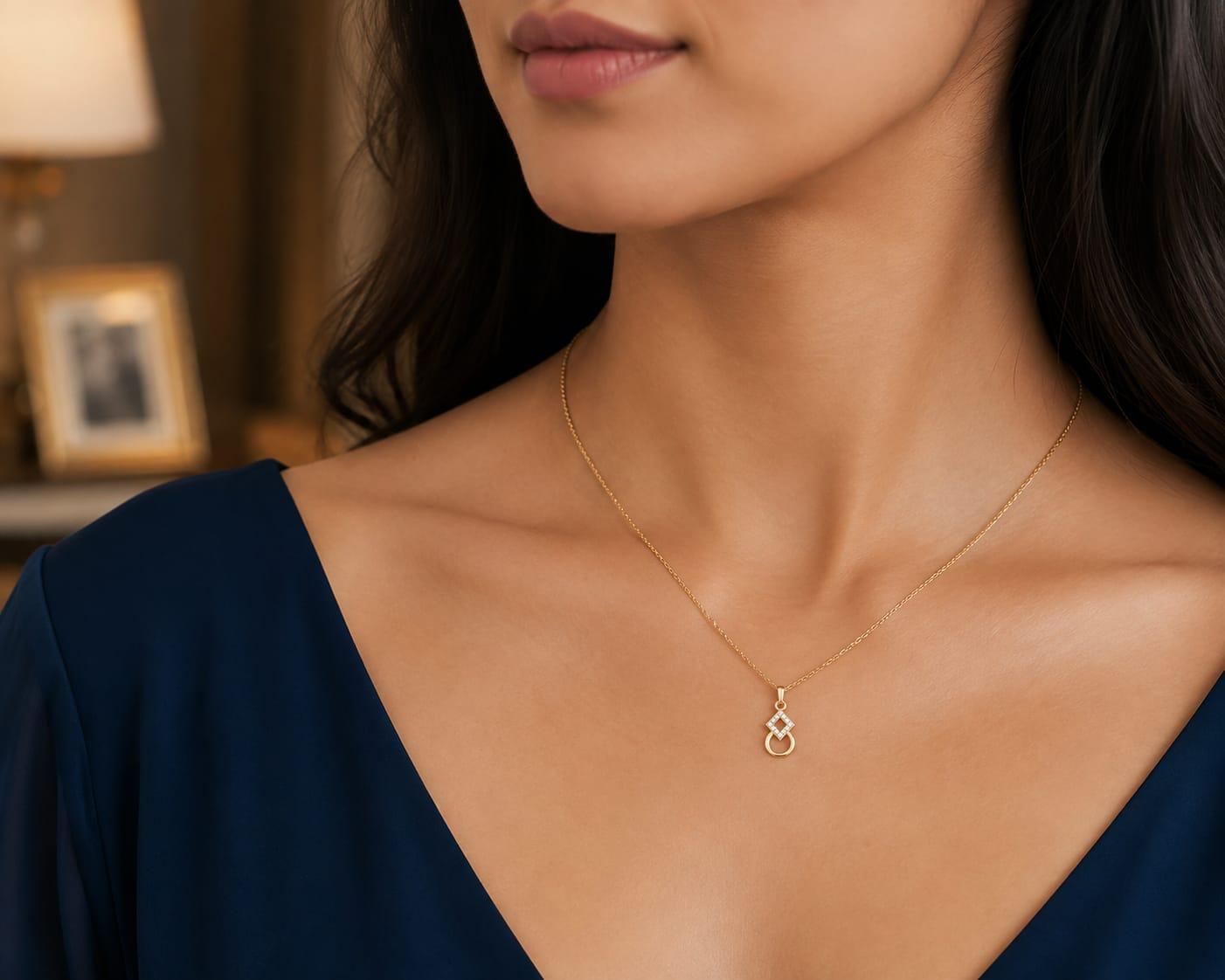 Modern Gold Diamond Pendant , Yellow Gold , 18 K