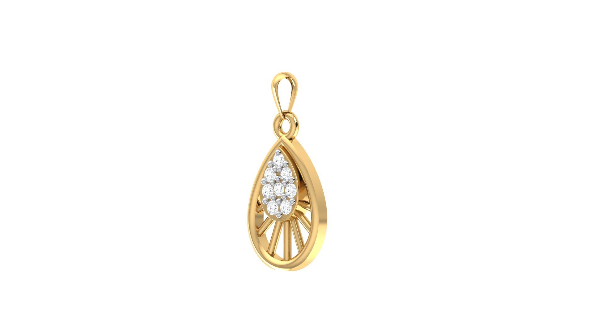 Radiant Teardrop Diamond Gold Pendant , Yellow Gold , 18 K